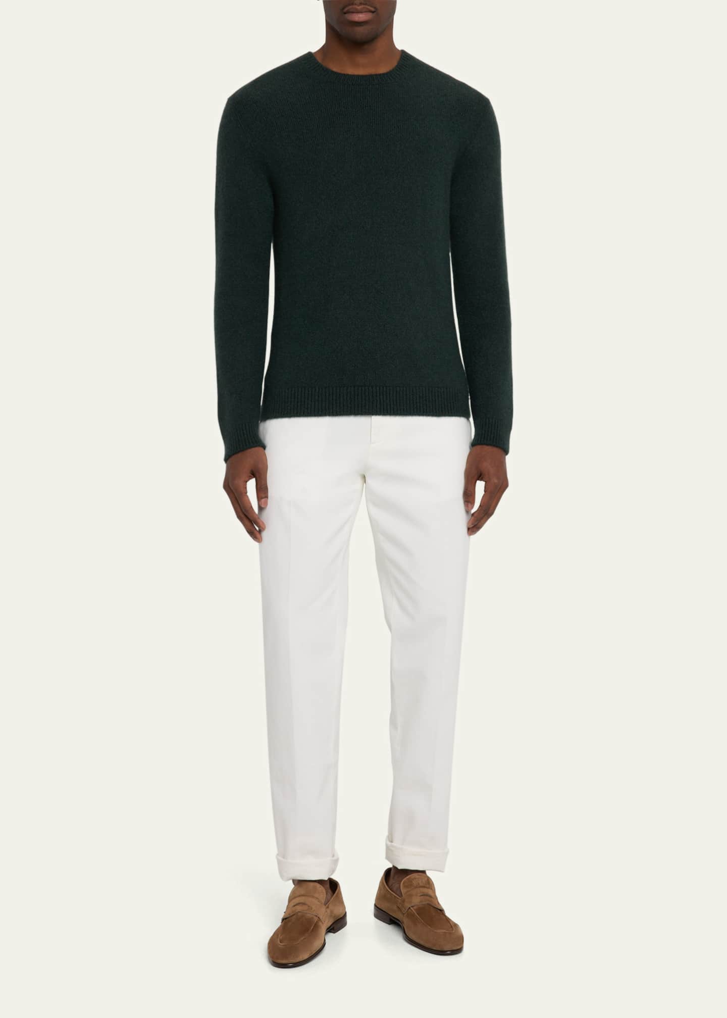 Bergdorf Goodman Men's Cashmere and Silk Crewneck Sweater Image 2 of 5