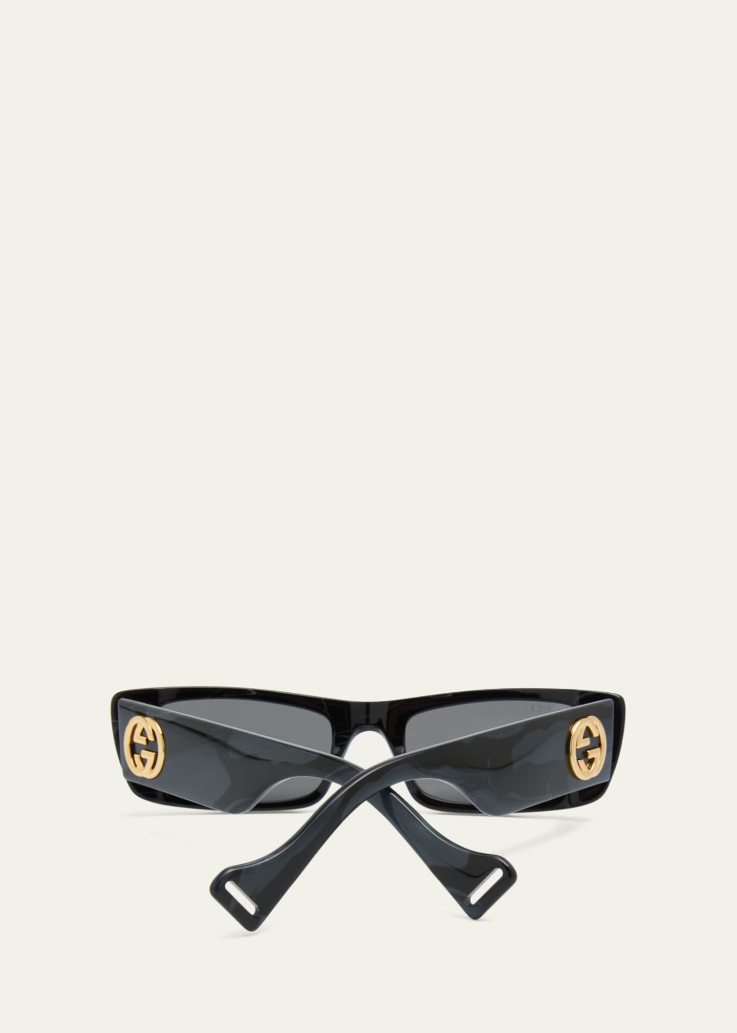 Gucci Monochromatic Rectangle Sunglasses w/ Interlocking G Temples