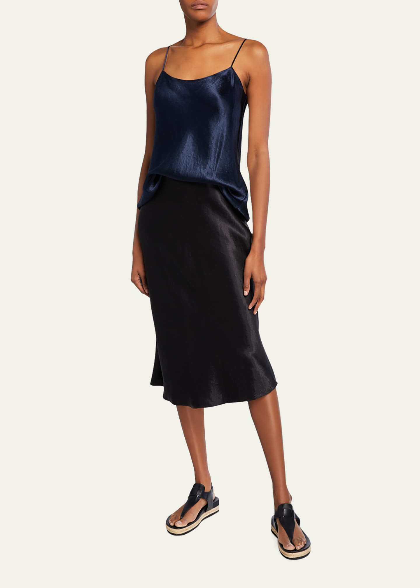 Vince satin midi outlet skirt black