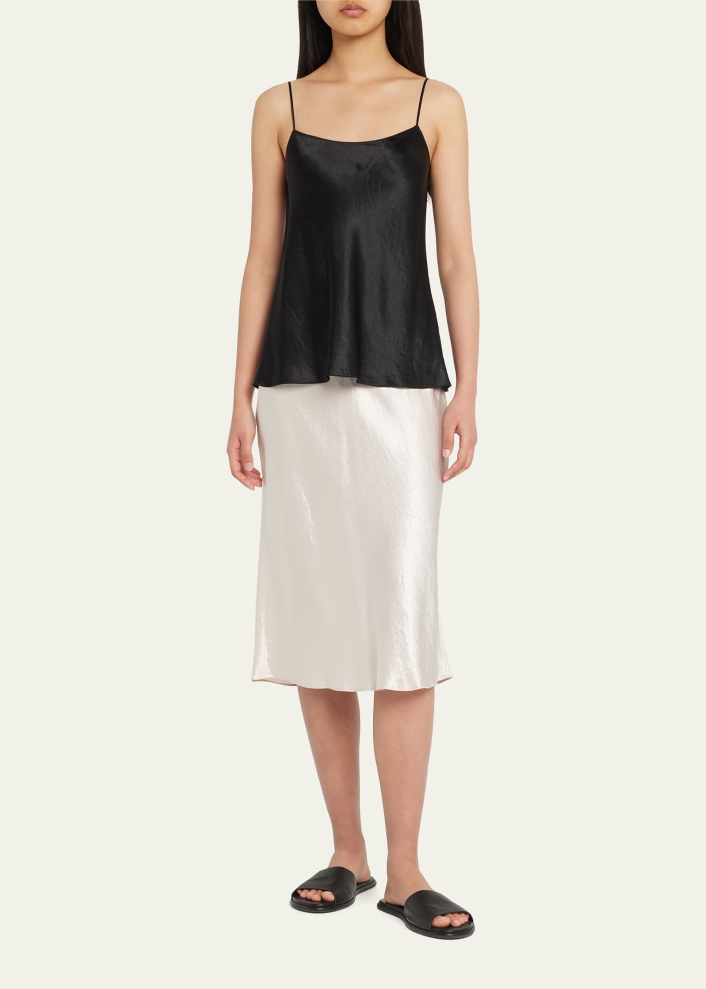 Vince Satin Slip Midi Skirt Image 2 of 5