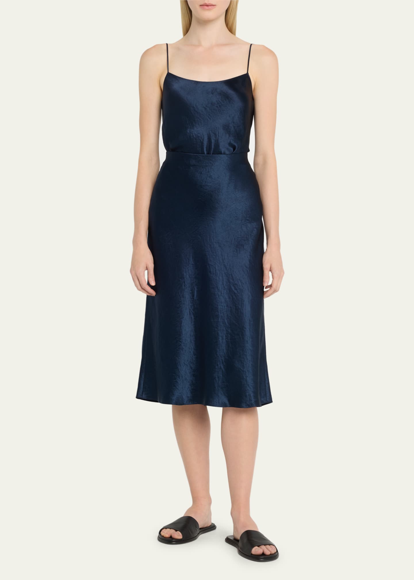 Vince Satin Slip Midi Skirt Image 2 of 5