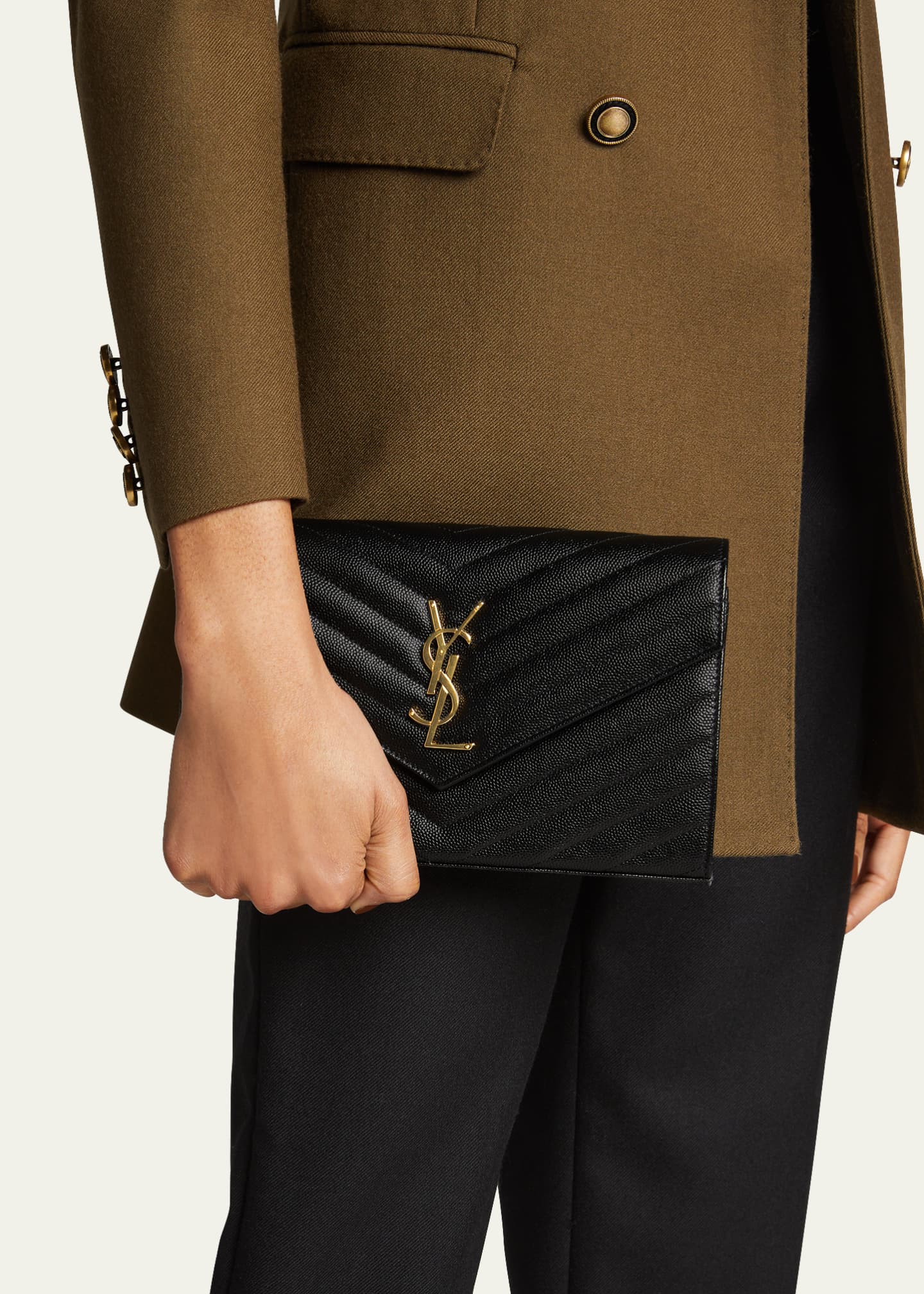 Saint Laurent Monogramme Large Grain Wallet on Chain