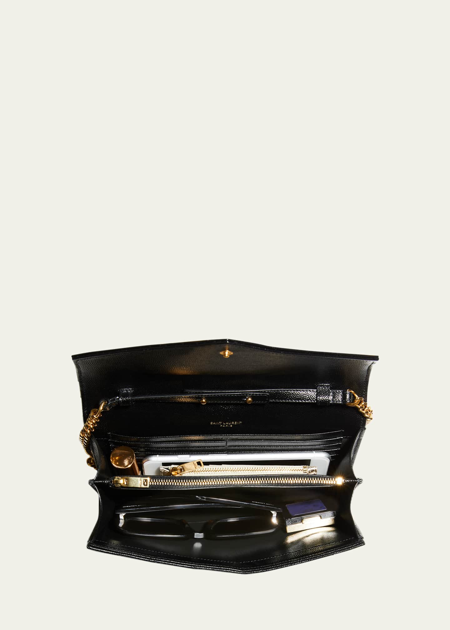 Saint Laurent YSL Monogram Large Wallet on Chain in Grained Leather Image 6 of 6