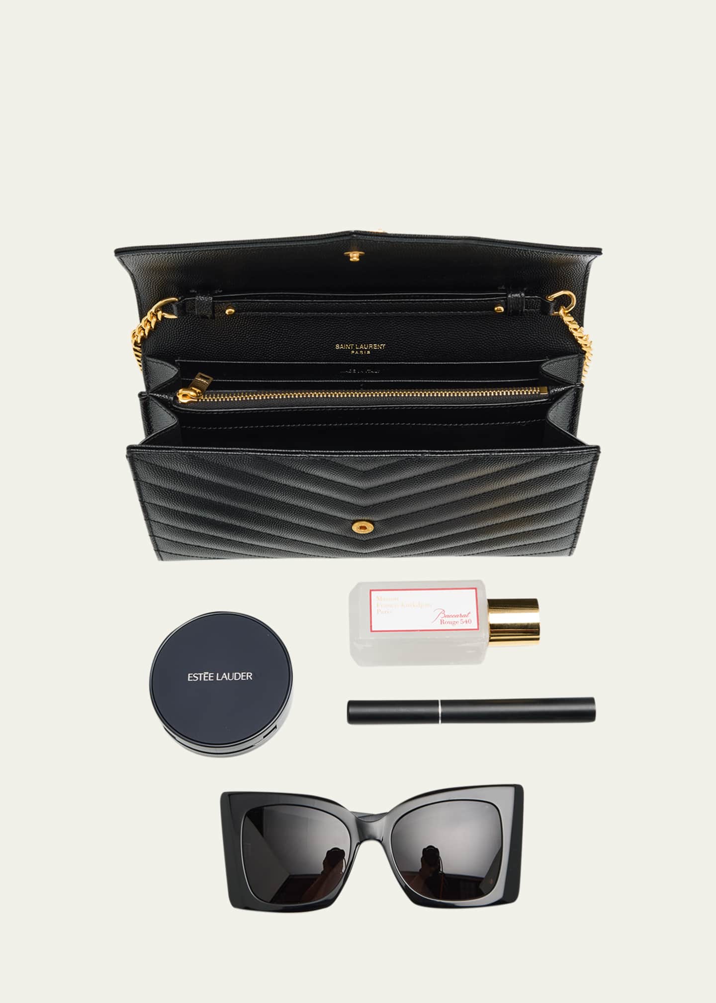 Saint Laurent YSL Monogram Large Wallet on Chain in Grained Leather Image 7 of 7