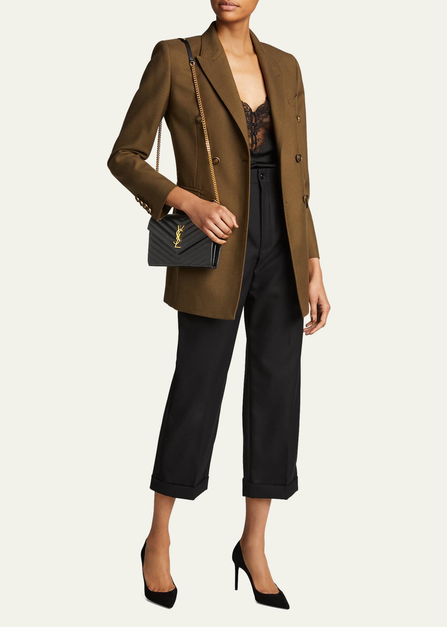 Saint Laurent Monogramme Large Grain de Poudre Wallet on Chain - Bergdorf  Goodman