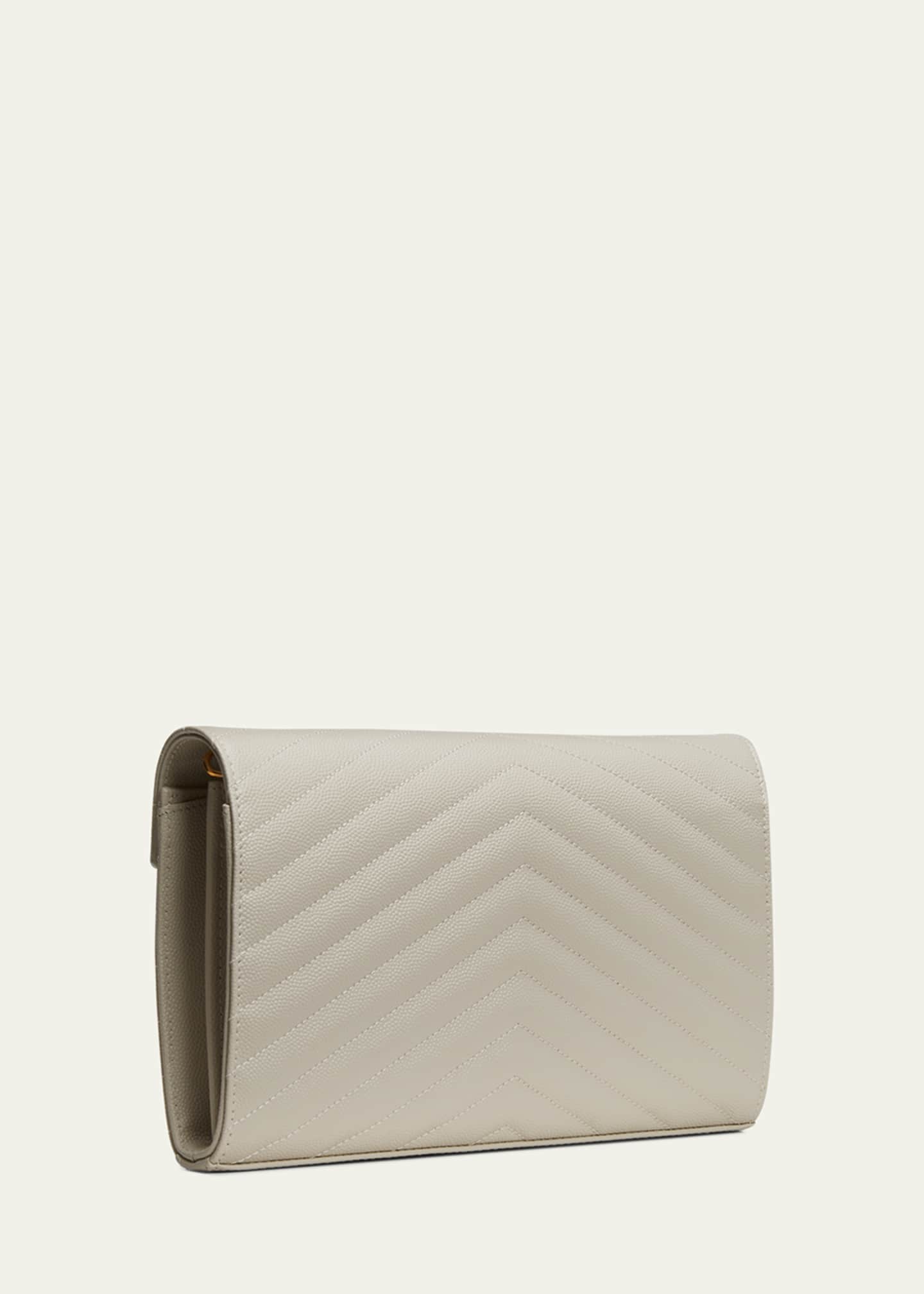 Saint Laurent YSL Monogram Large Wallet on Chain in Grained Leather Image 3 of 6