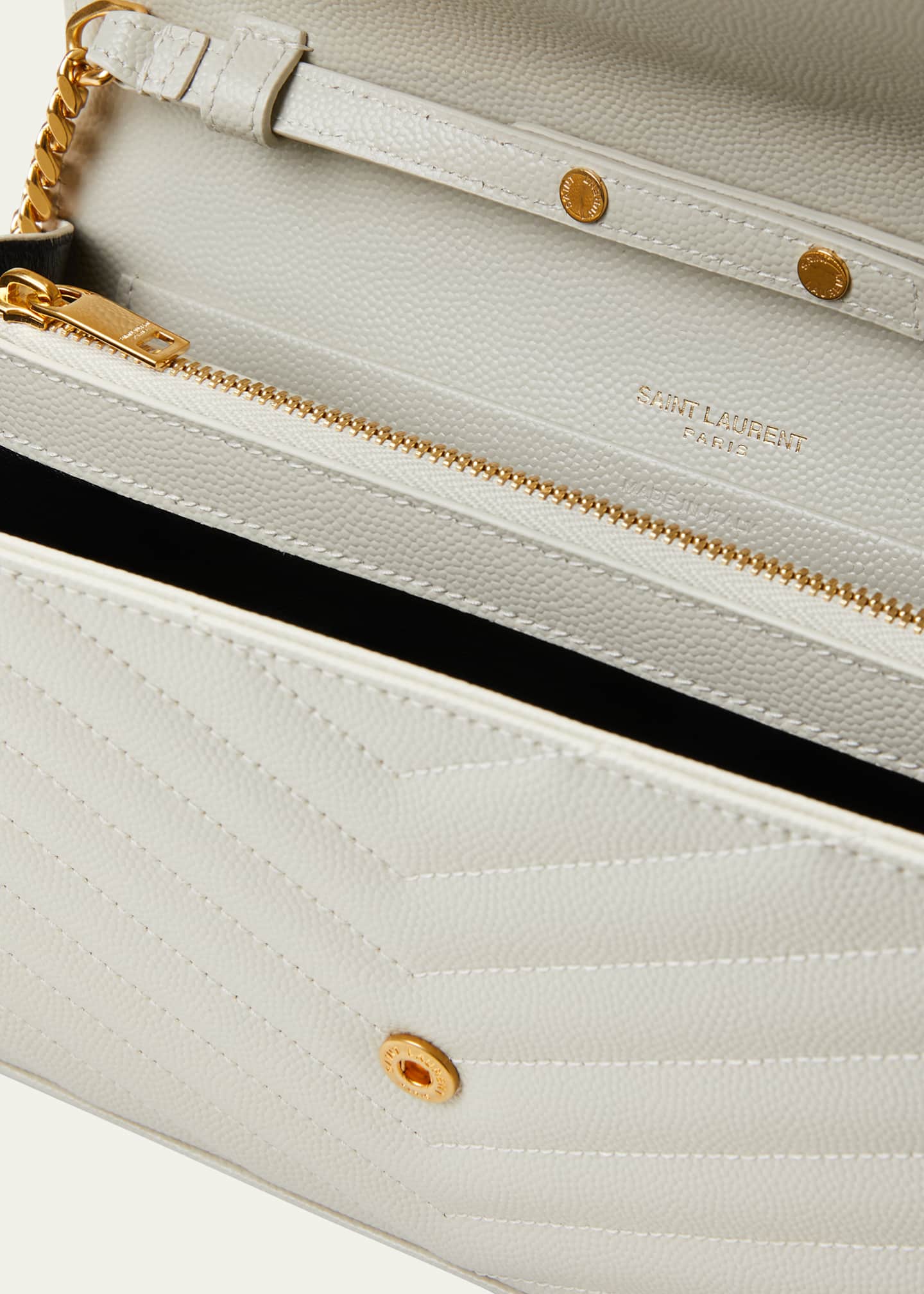 Saint Laurent YSL Monogram Large Wallet on Chain in Grained Leather Image 4 of 6