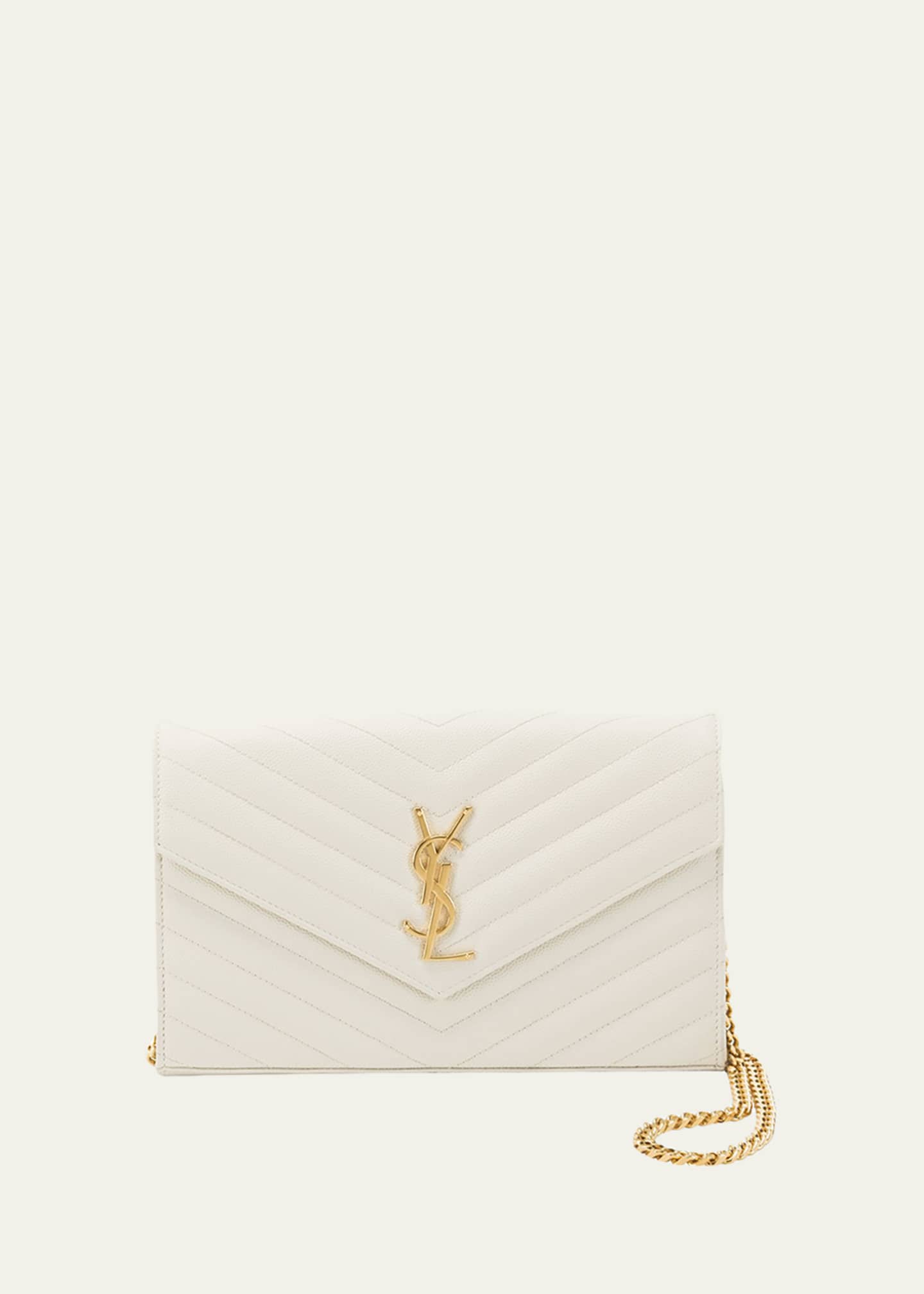 Saint Laurent YSL Monogram Large Wallet on Chain in Grained Leather Image 1 of 6