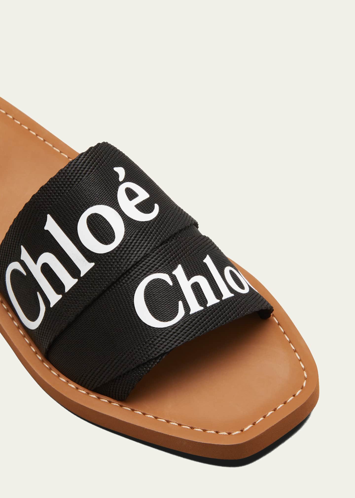 Woody flat logo ribbon slide sandals discount
