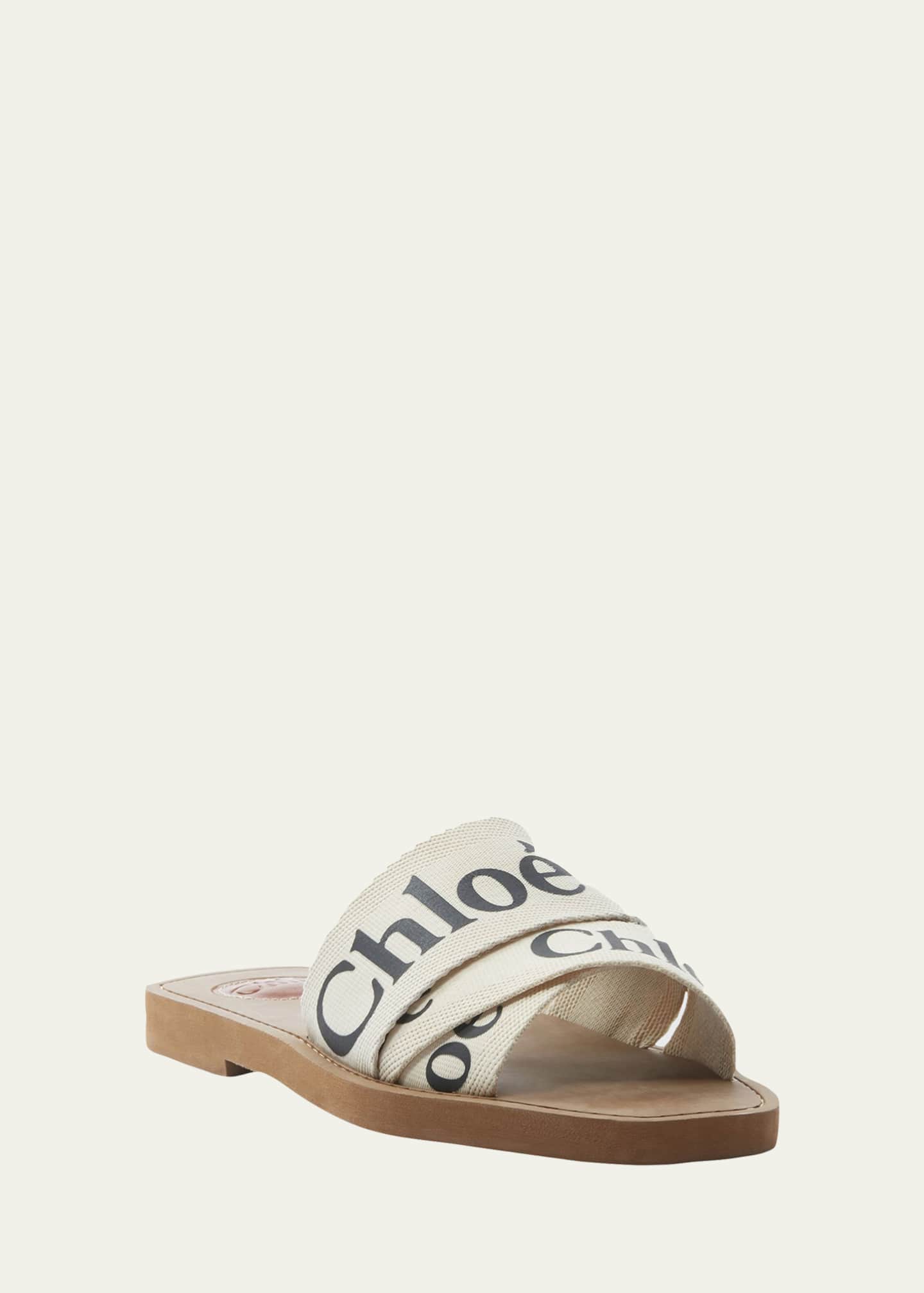 Chloe Woody Flat Logo Ribbon Slide Sandals - Bergdorf Goodman