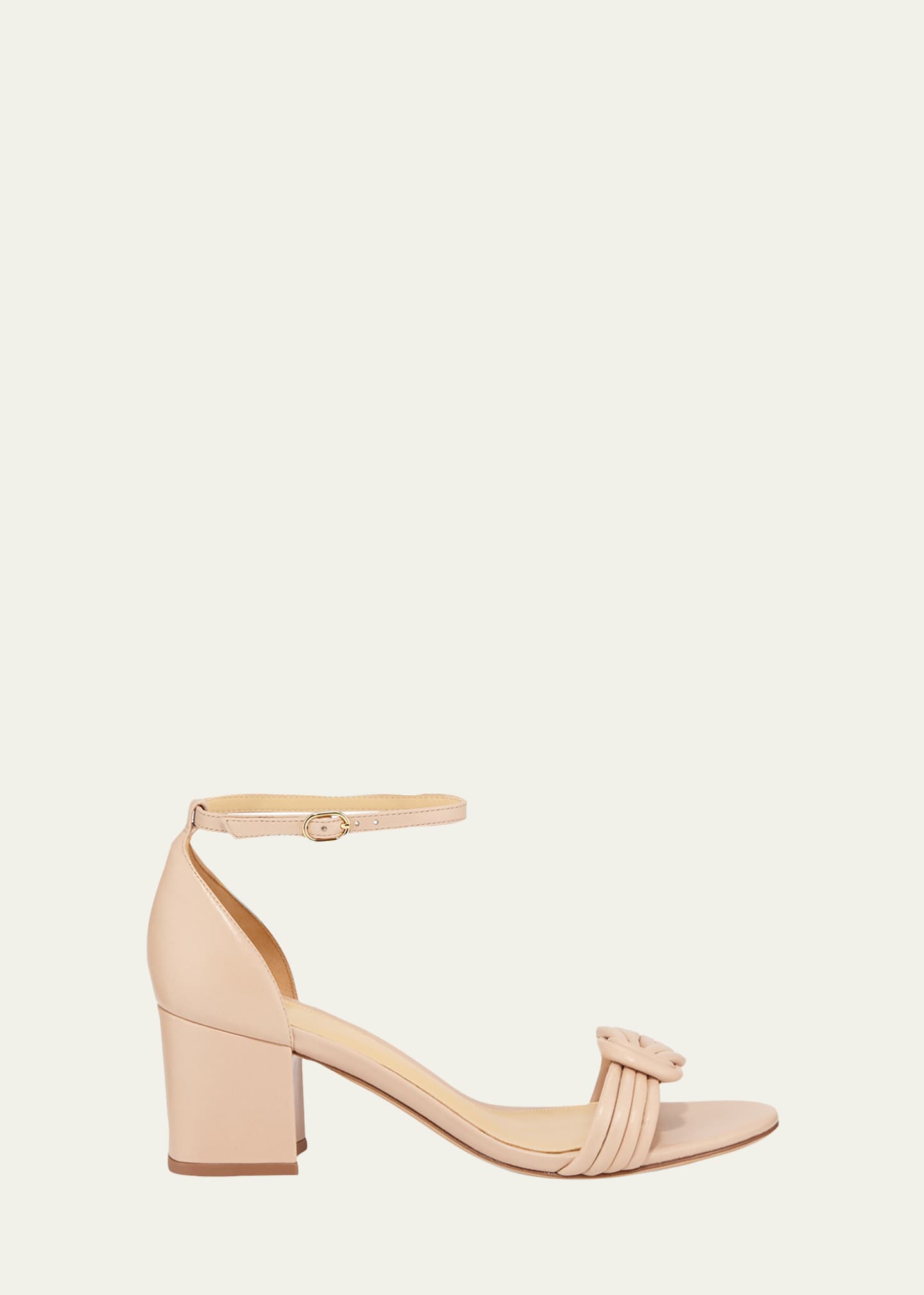Alexandre Birman Vicky Knot Block Heel Leather Sandals Bergdorf
