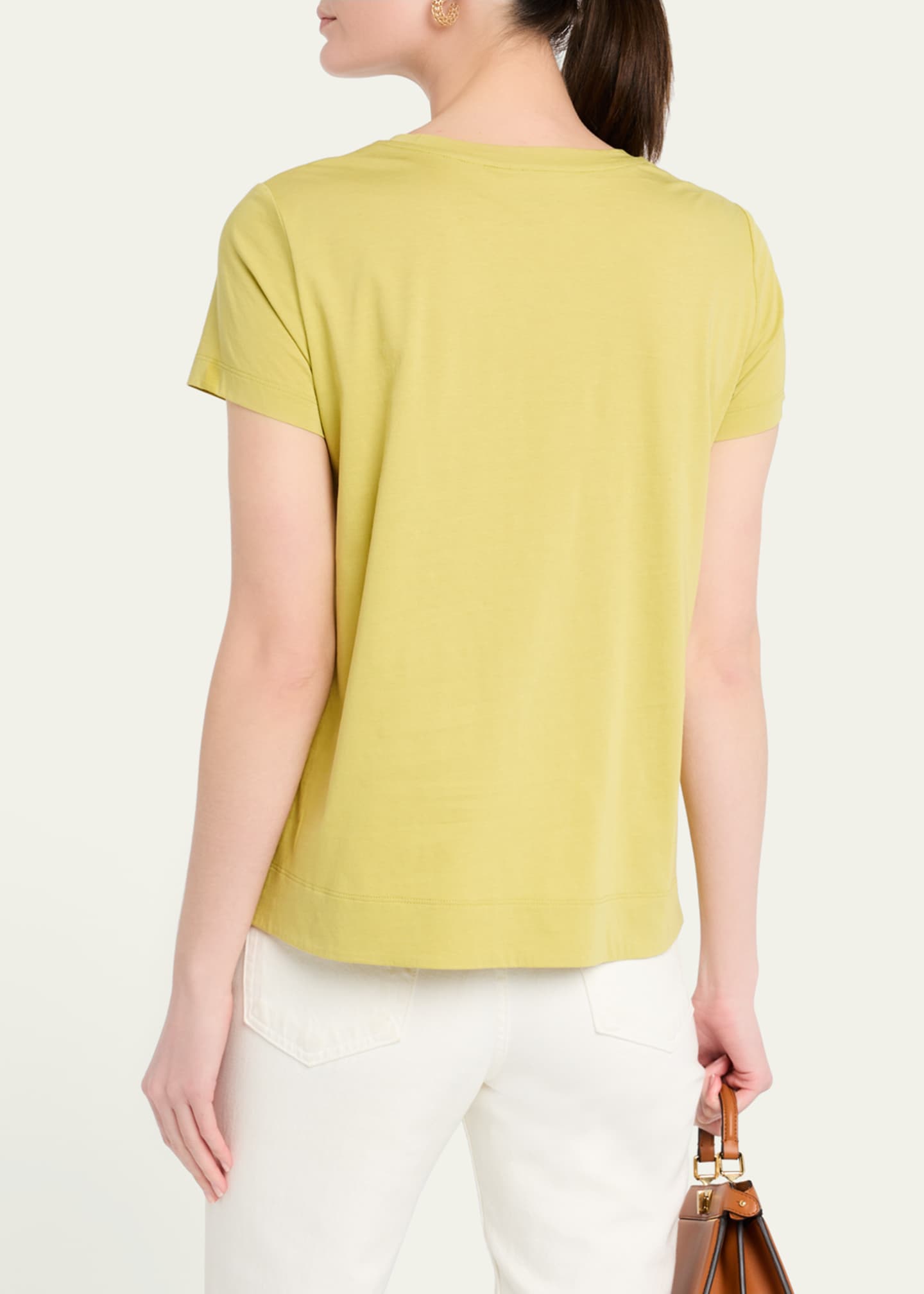 Lafayette 148 New York Modern Short-Sleeve Cotton Jersey Tee Image 3 of 5