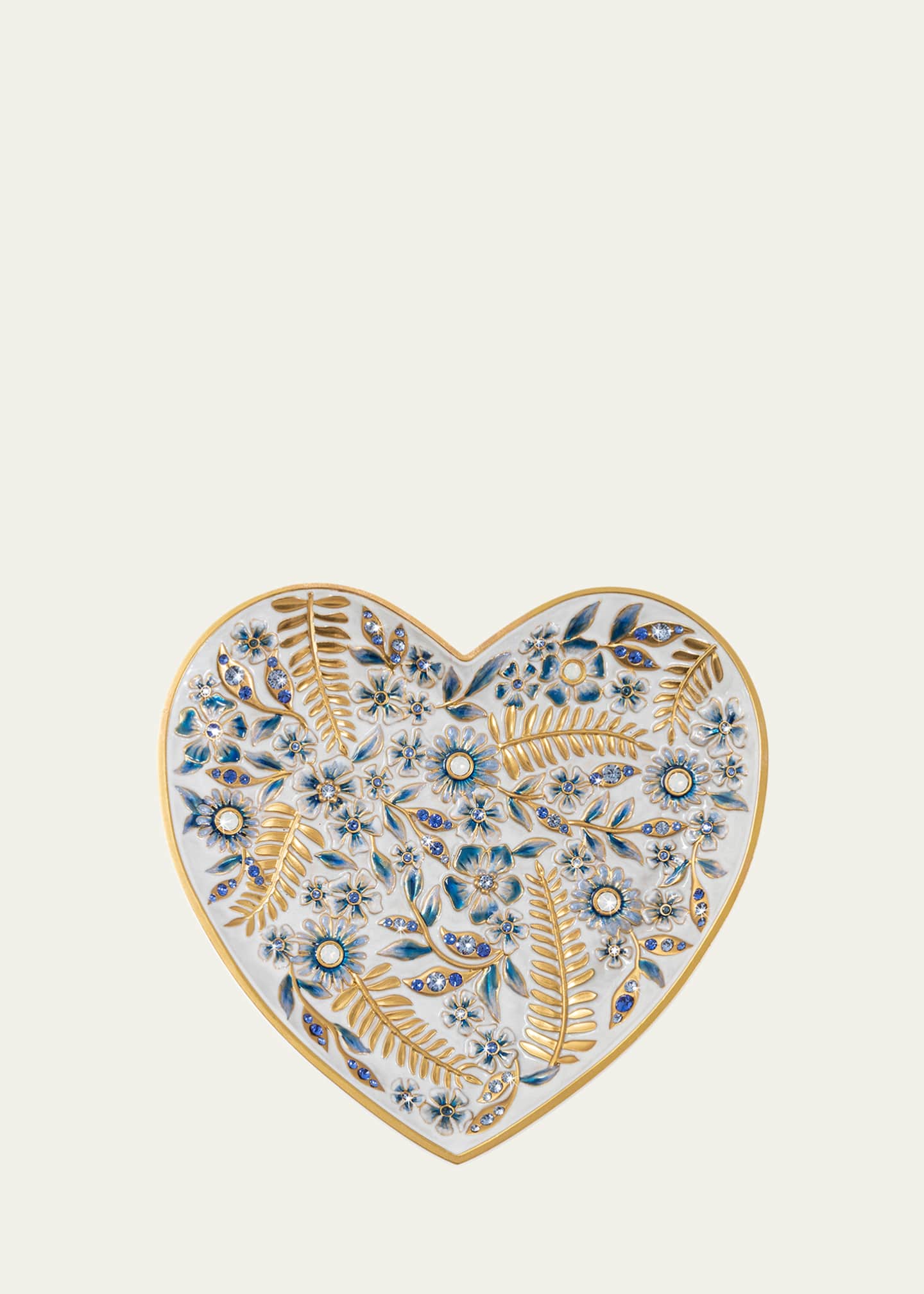 Jay Strongwater Indigo Floral Heart Trinket Tray