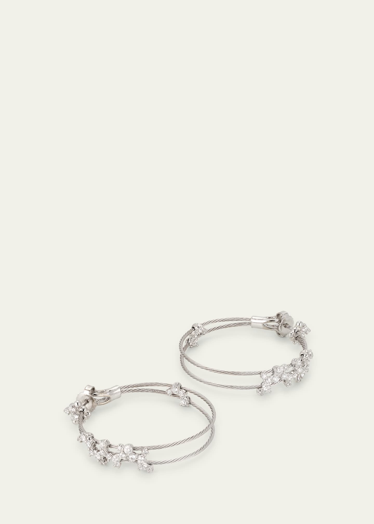 Paul Morelli 18K White Gold Confetti Wire Double Hoop Earrings Image 3 of 4
