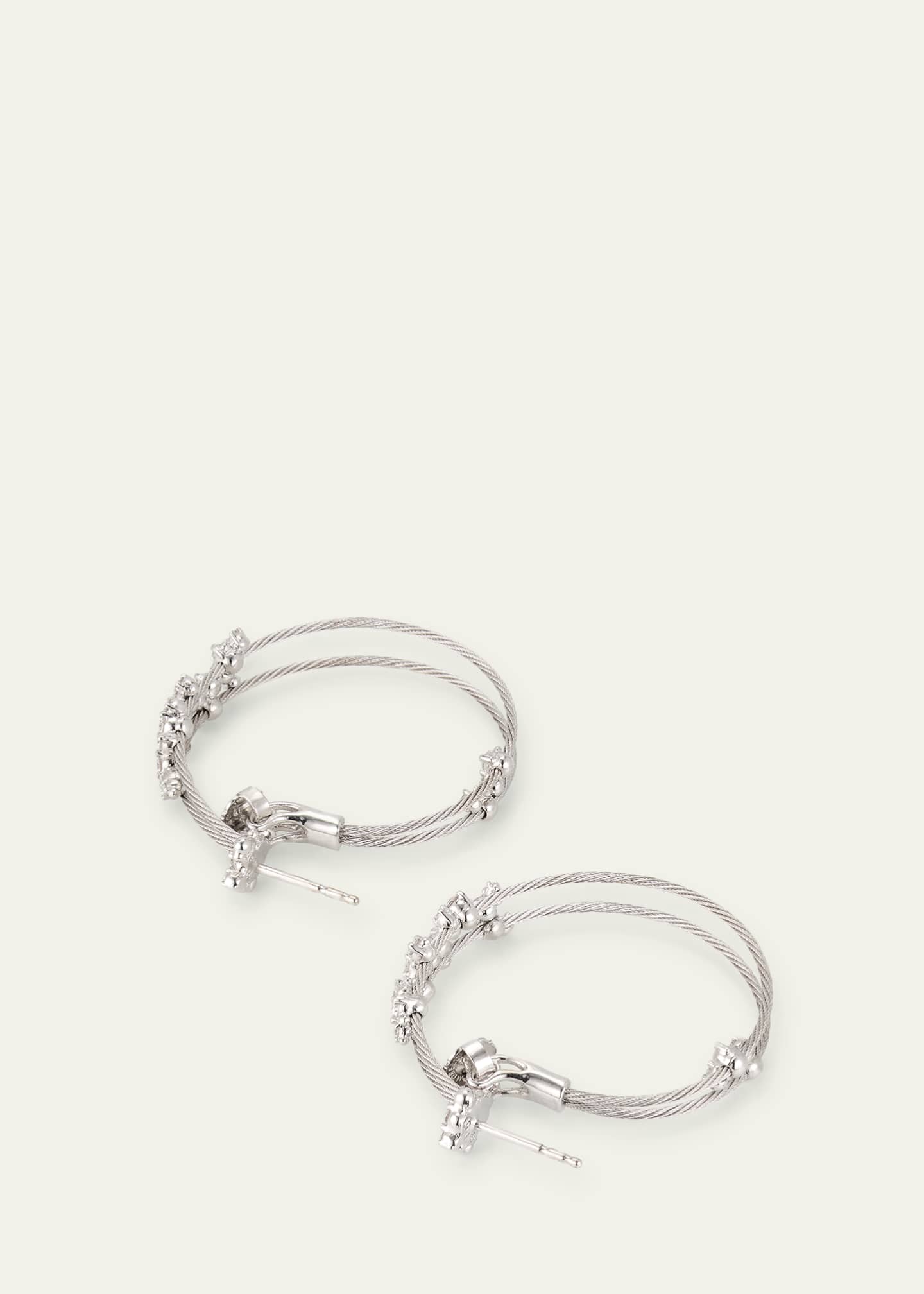Paul Morelli 18K White Gold Confetti Wire Double Hoop Earrings Image 4 of 4