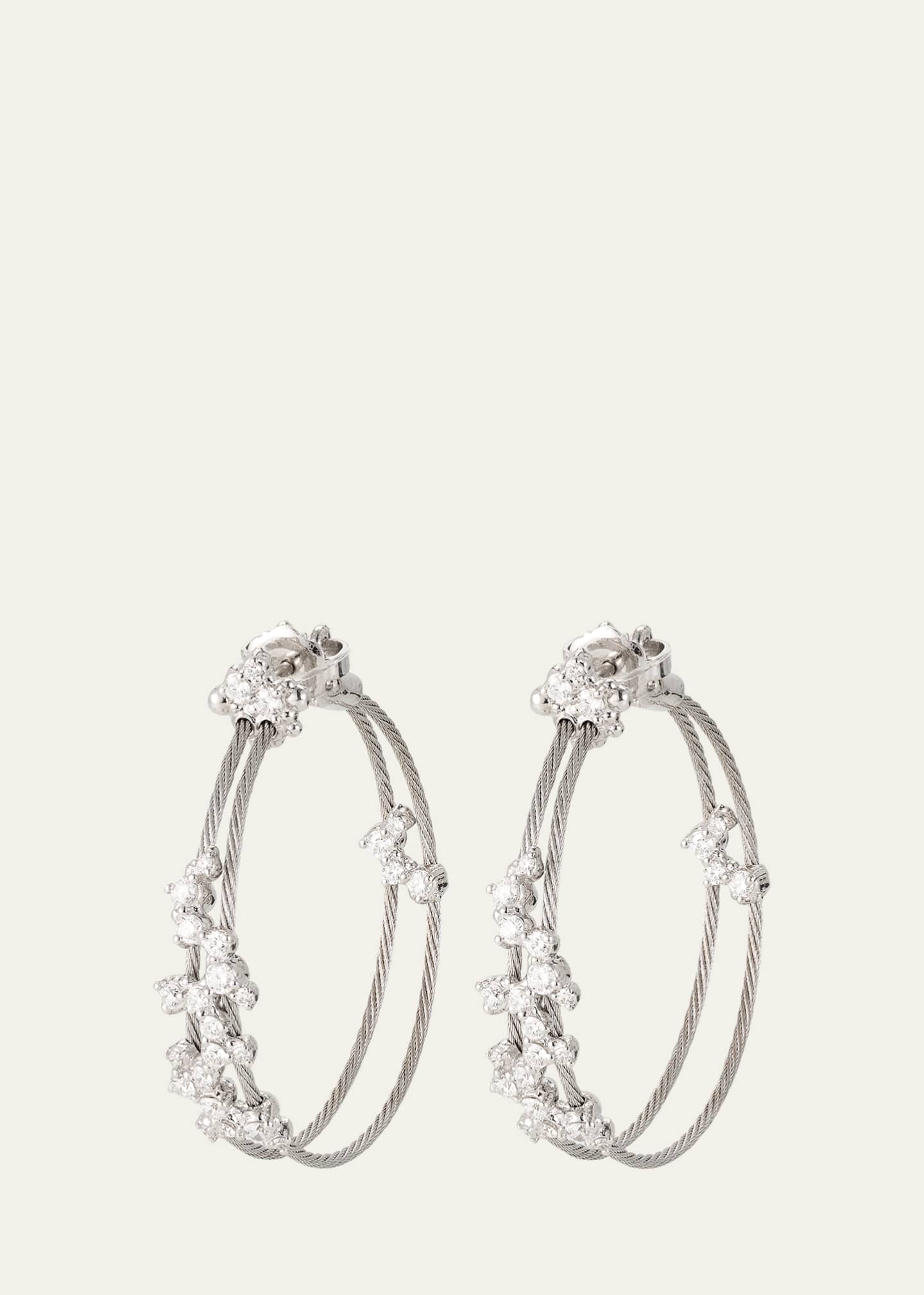 Paul Morelli 18K White Gold Confetti Wire Double Hoop Earrings Image 1 of 4