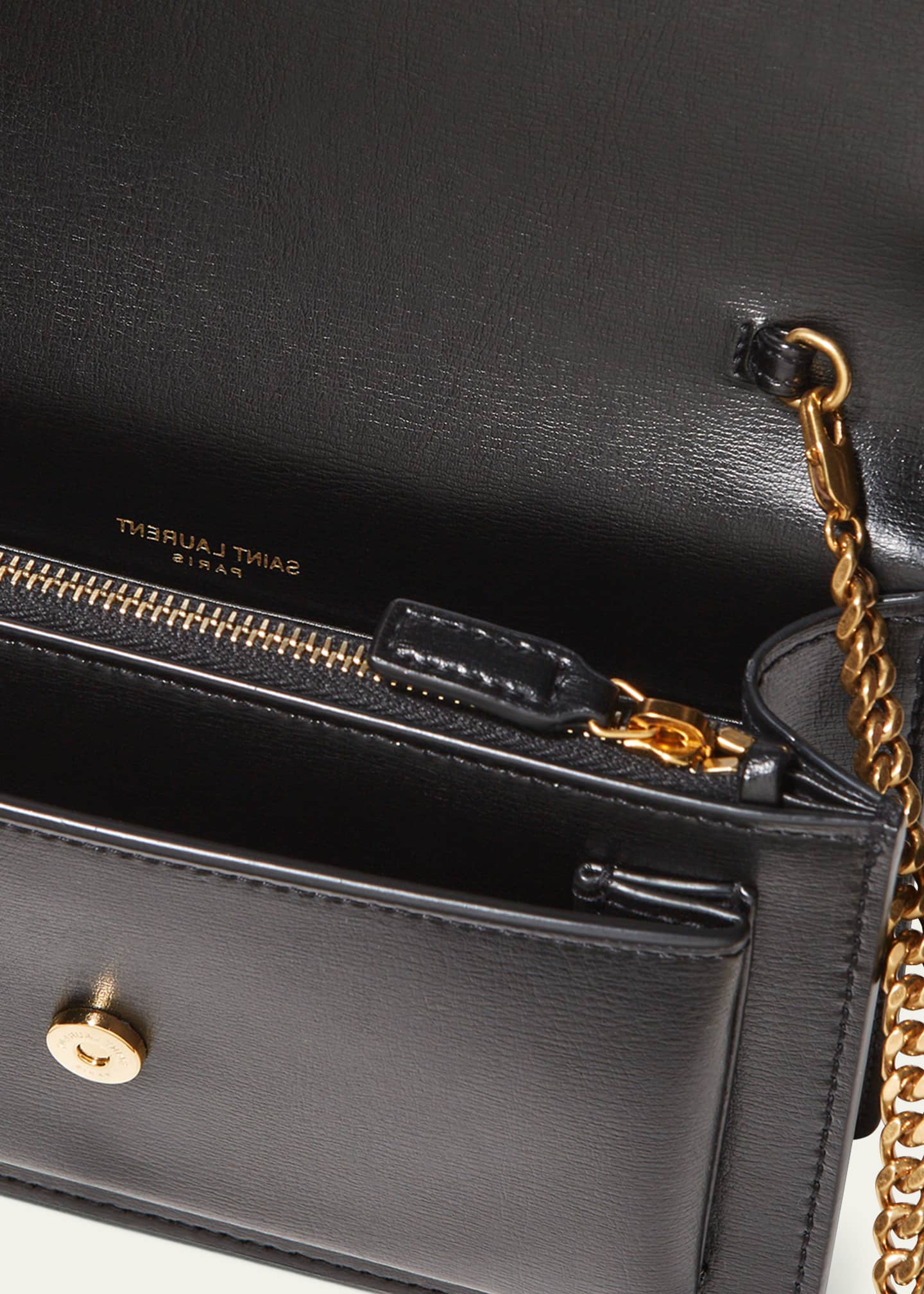 Saint Laurent Small YSL Quilted Satin Wallet on Chain - Bergdorf Goodman