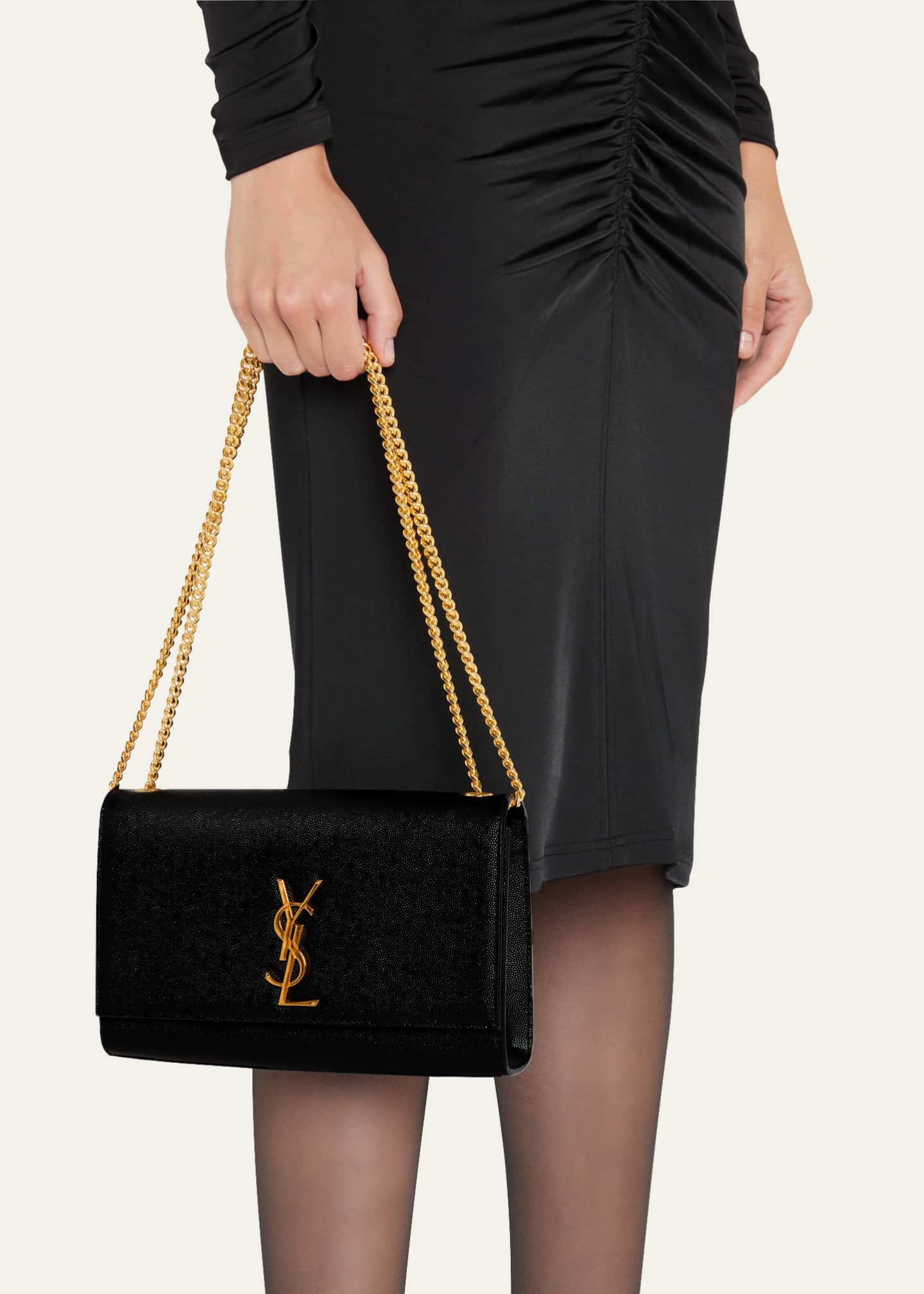 Saint Laurent Kate Medium YSL Monogram Grain de Poudre Crossbody Bag -  Bergdorf Goodman