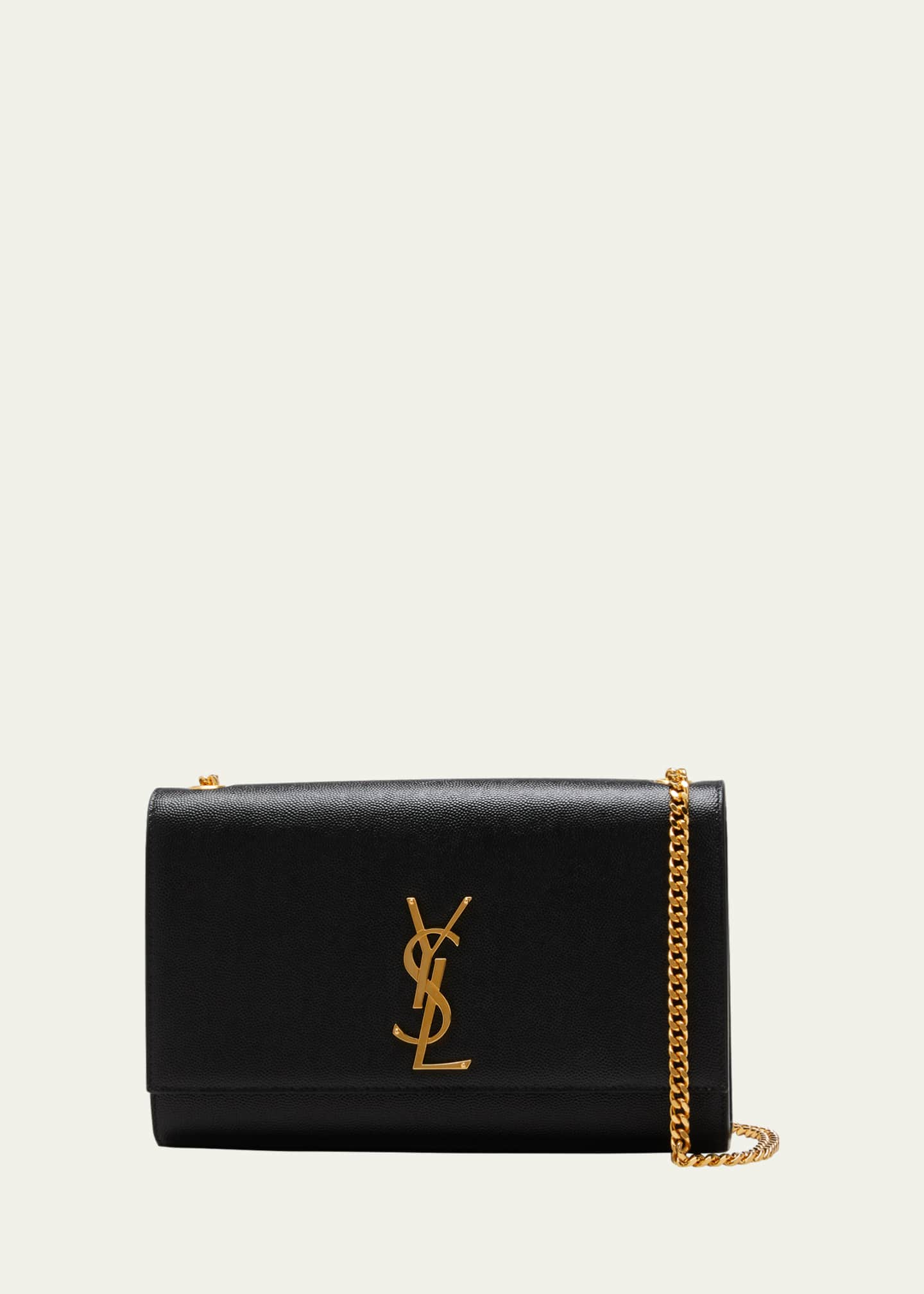 Yves Saint Laurent Kate Leather Chain Clutch Crossbody Bag Black