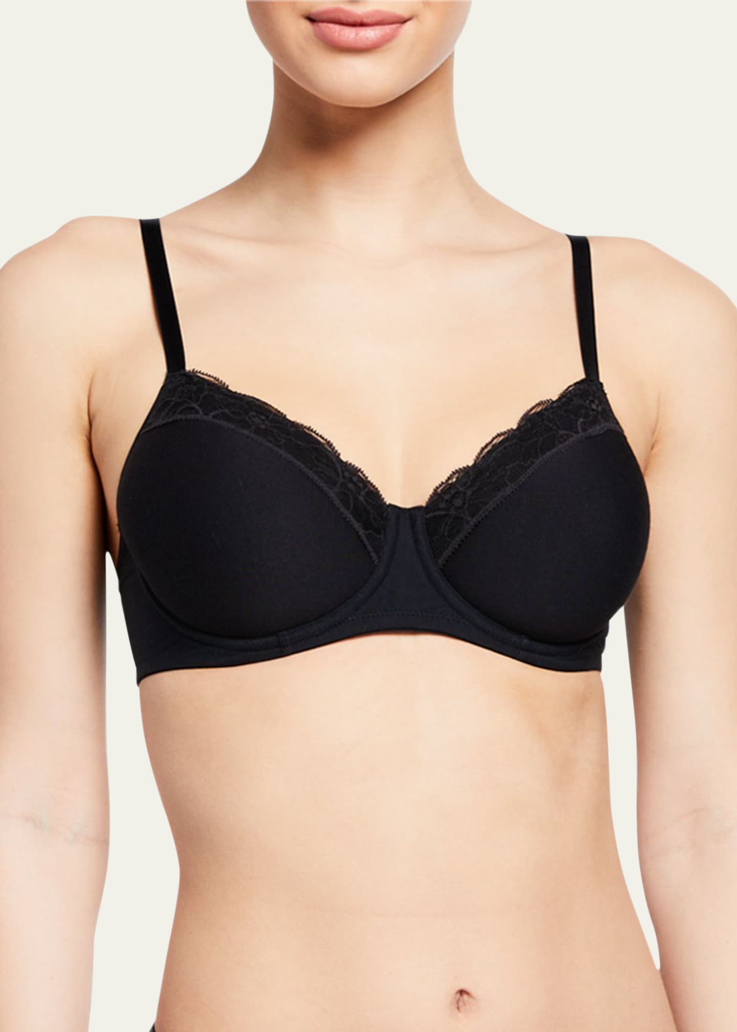 Hanro Cotton Lace Spacer T-Shirt Underwire Bra Image 2 of 3