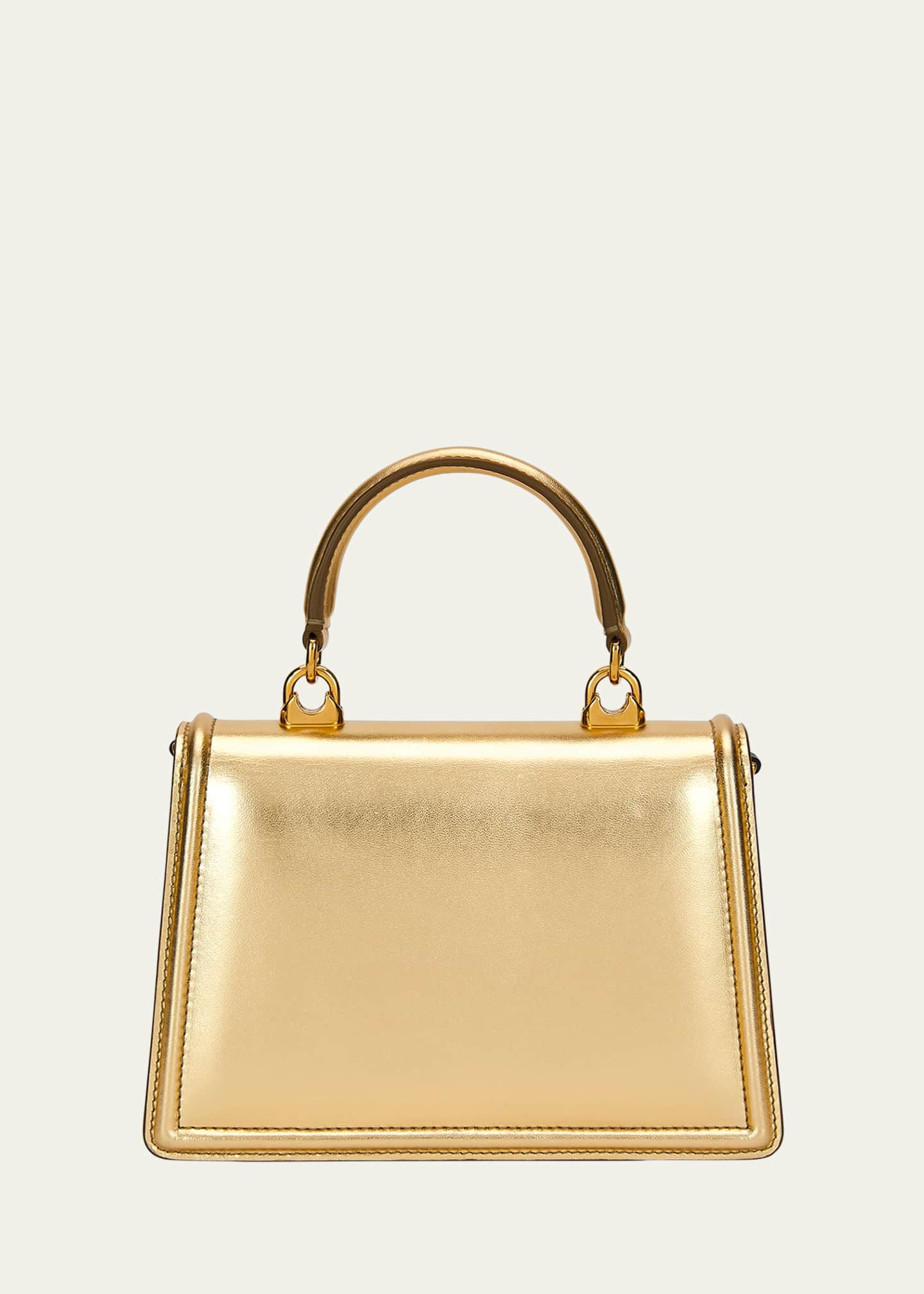 Dolce&Gabbana Devotion Mini Metallic Leather Top-Handle Bag