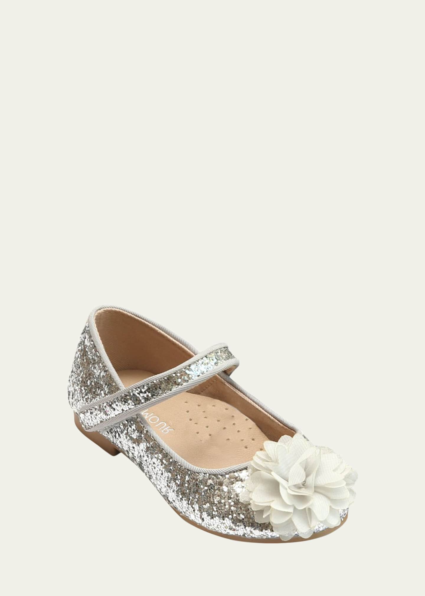 L'Amour Shoes Girl's Alice Sparkly Glitter Flower Flats, Baby/Toddler/Kids  - Bergdorf Goodman