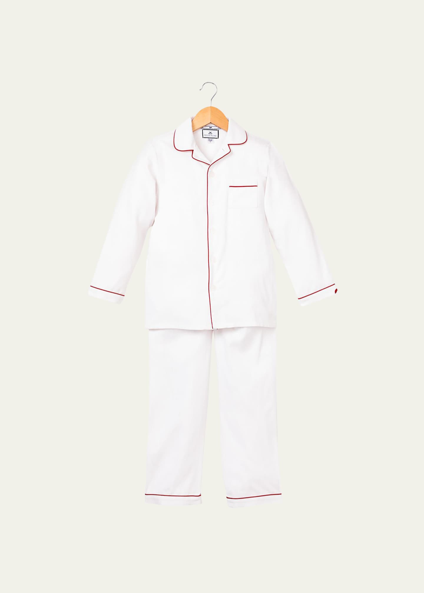 Petite Plume Solid Pajama Set w/ Contrast Piping, Size 6M-14