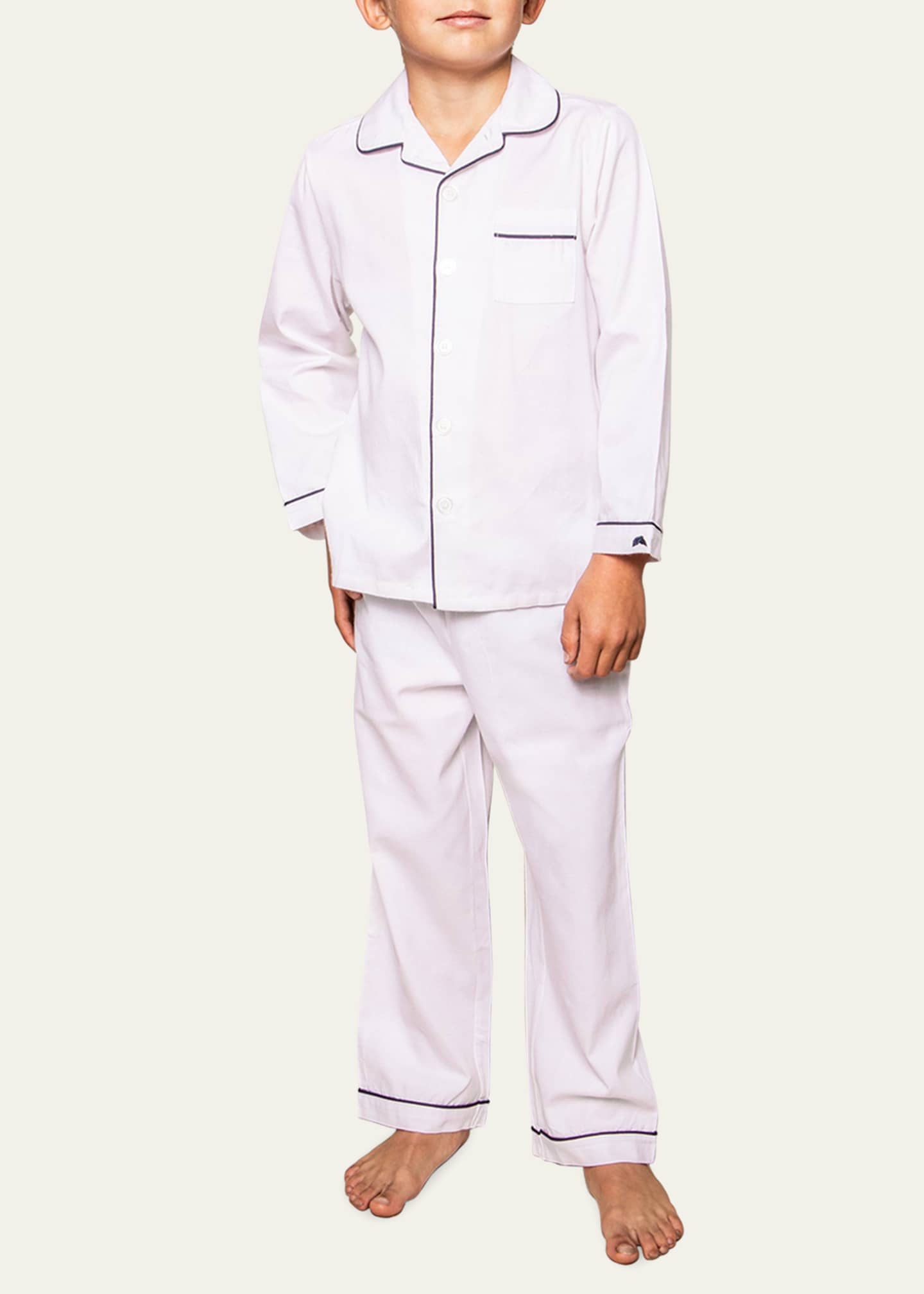 Petite Plume Solid Pajama Set w/ Contrast Piping, Size 6M-14 Image 2 of 2