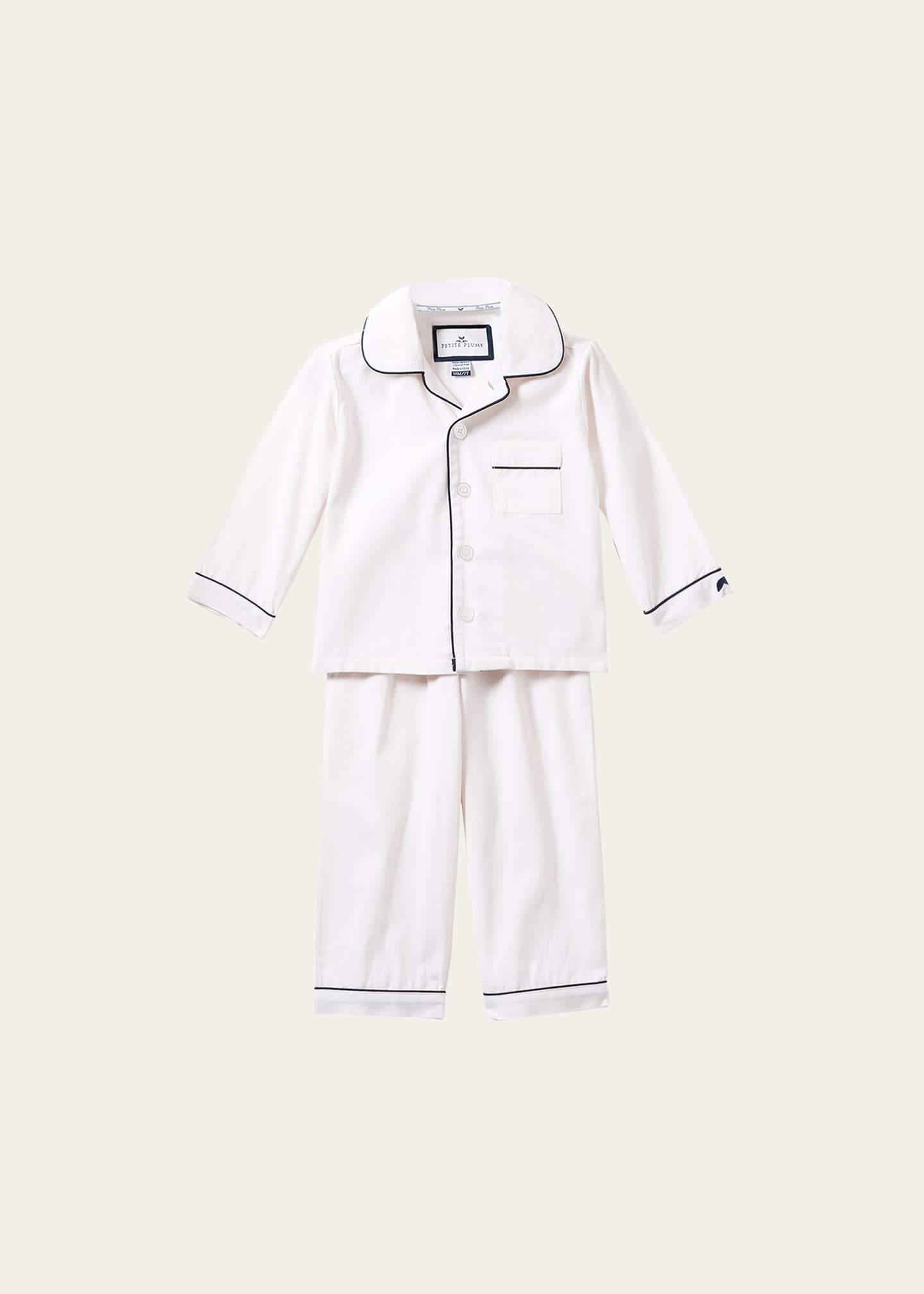 Petite Plume Solid Pajama Set w/ Contrast Piping, Size 6M-14 Image 1 of 2