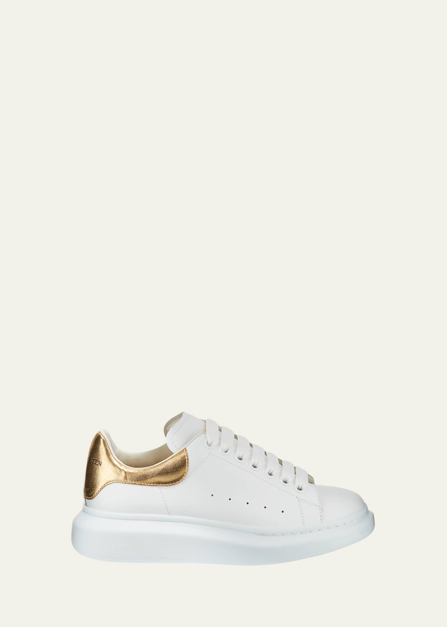 Alexander McQueen Men's Oversized Metallic Leather Platform Sneakers - White Gold - Size 10 - Fall Sale