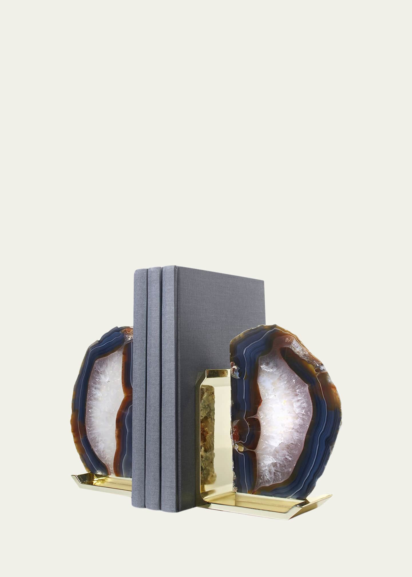 ANNA New York Fim Agate & Brass Bookends