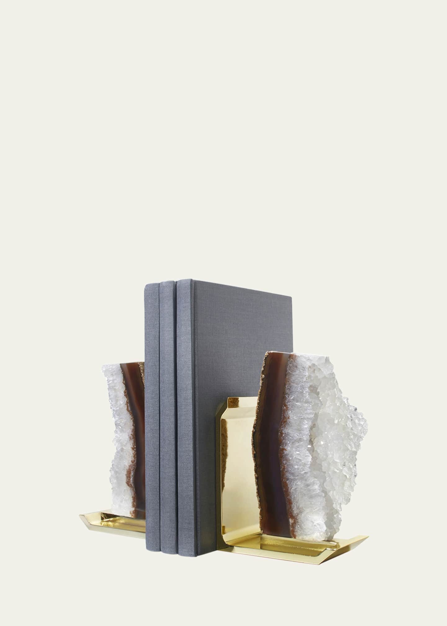 ANNA New York Fim Agate Druzy & Natural Brass Bookends