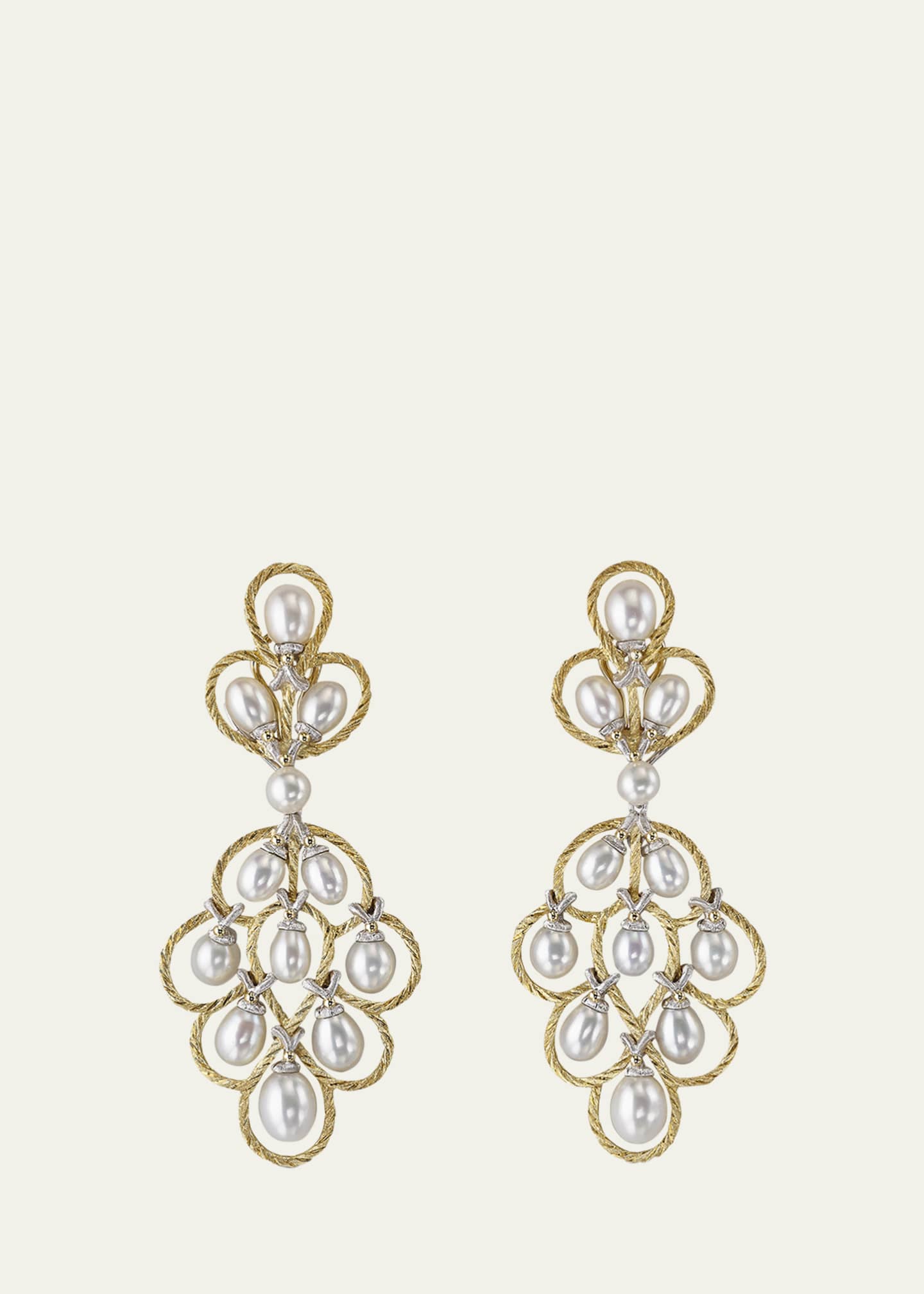 Buccellati Yellow and White Gold Pearl Earrings Image 1 of 4