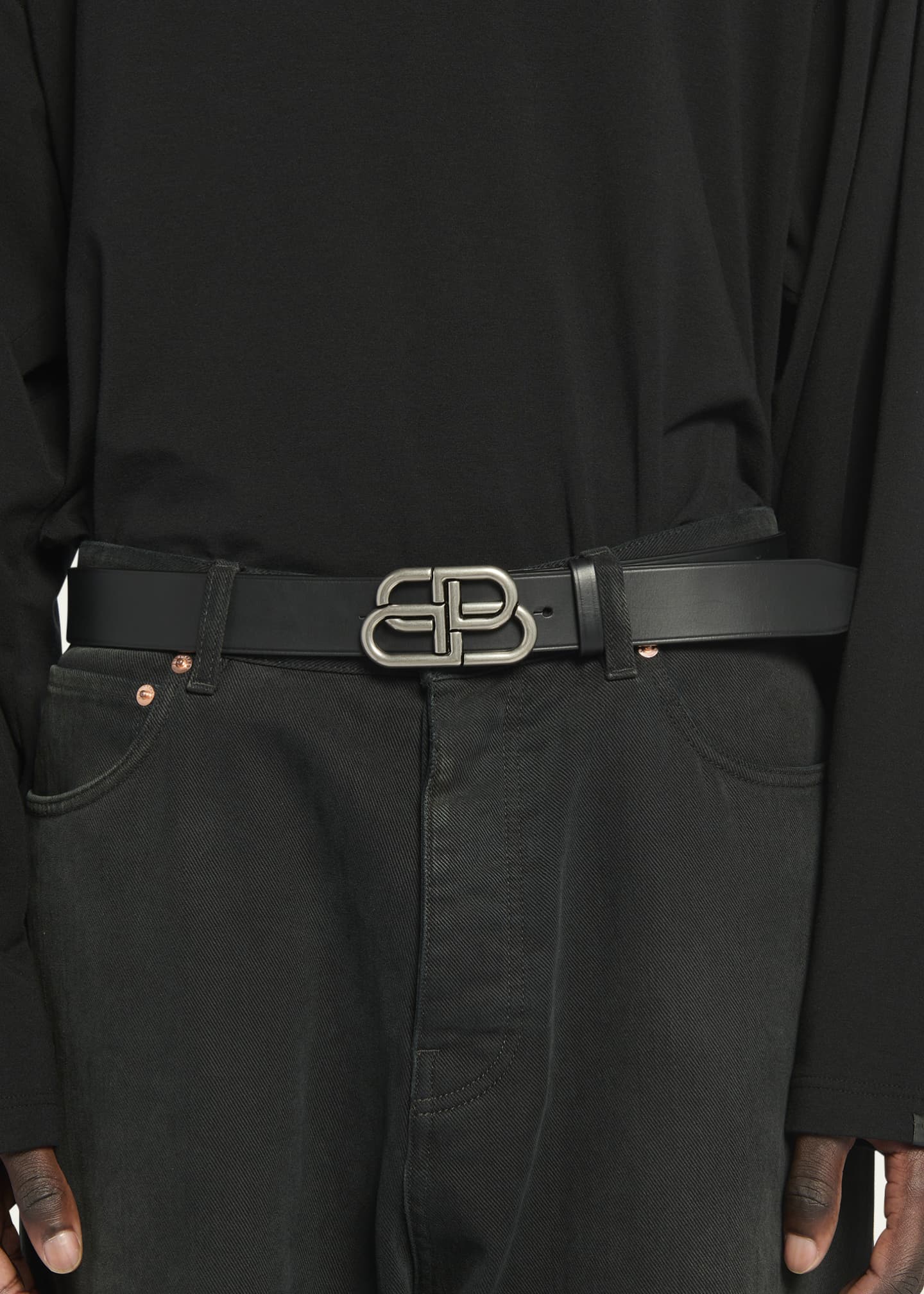 Balenciaga Men's Logo Buckle Belt Image 2 of 2