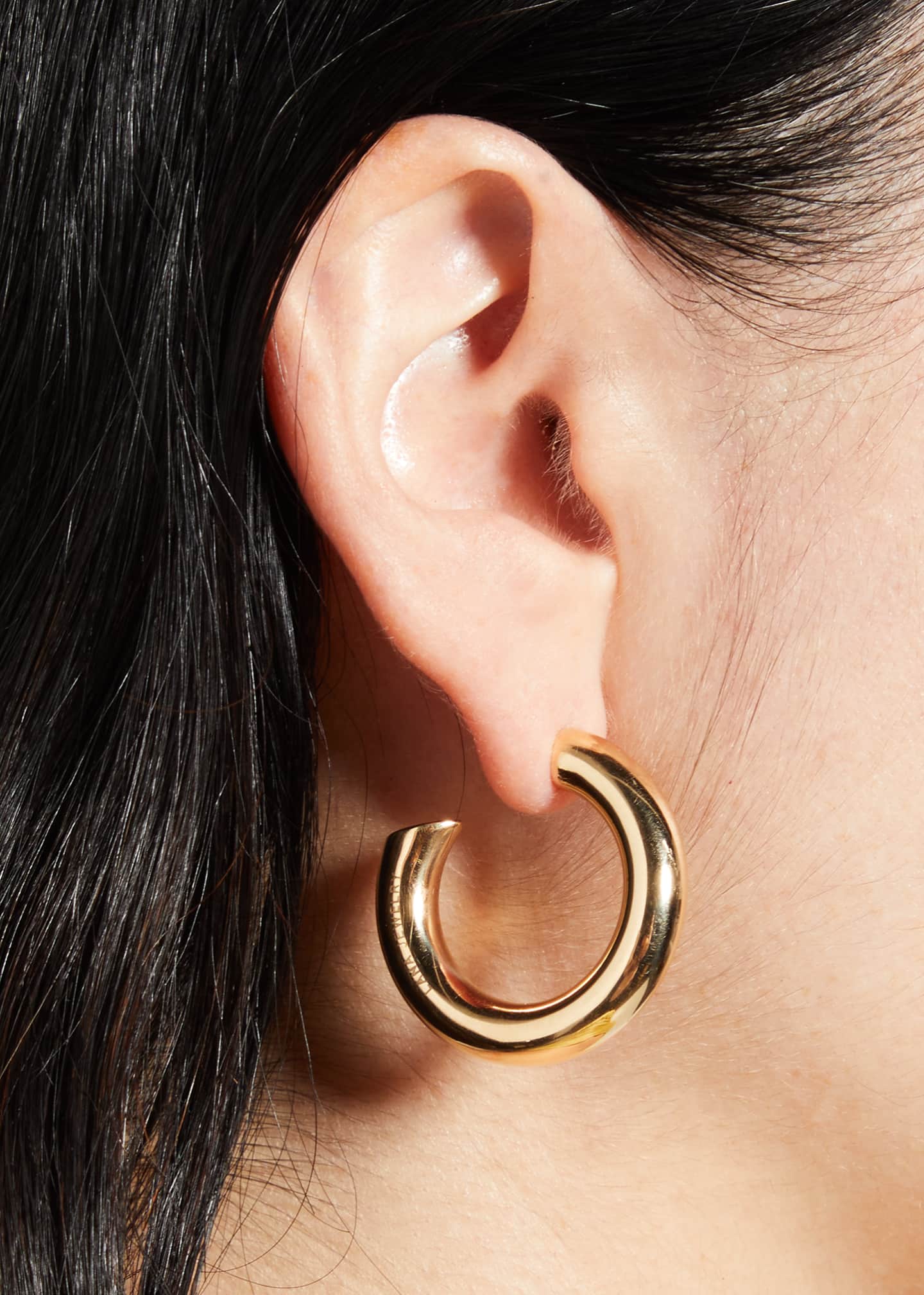 Lana Hollow 14k Gold Wide Mini Hoop Earrings Image 2 of 4