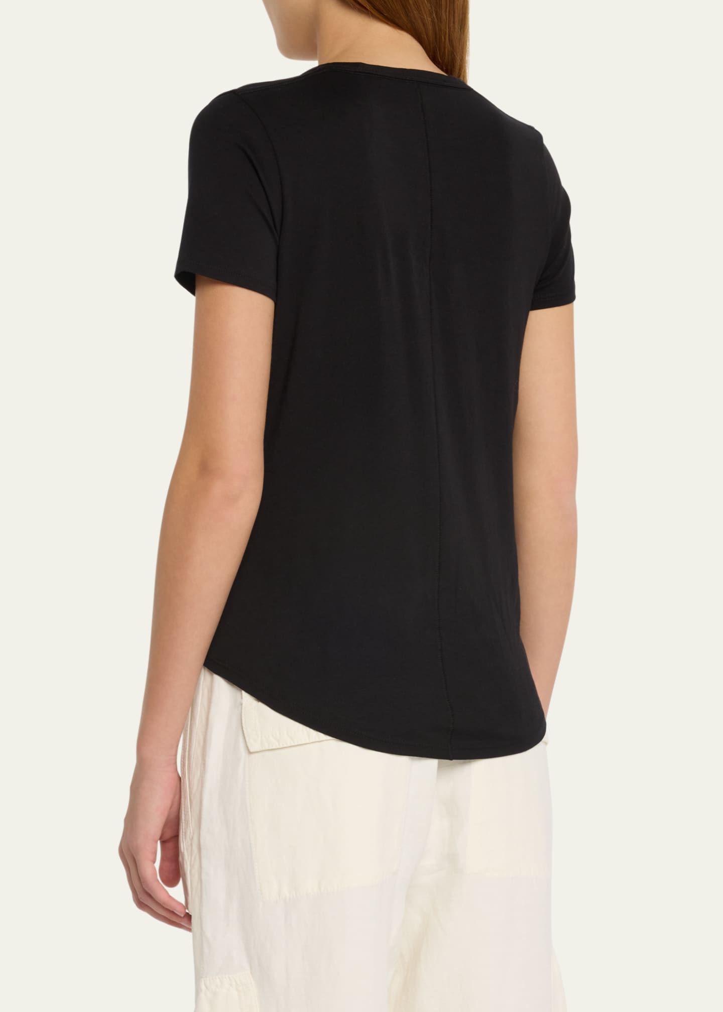 Veronica Beard Cindy V-Neck Short-Sleeve Pima Cotton Tee Image 3 of 5