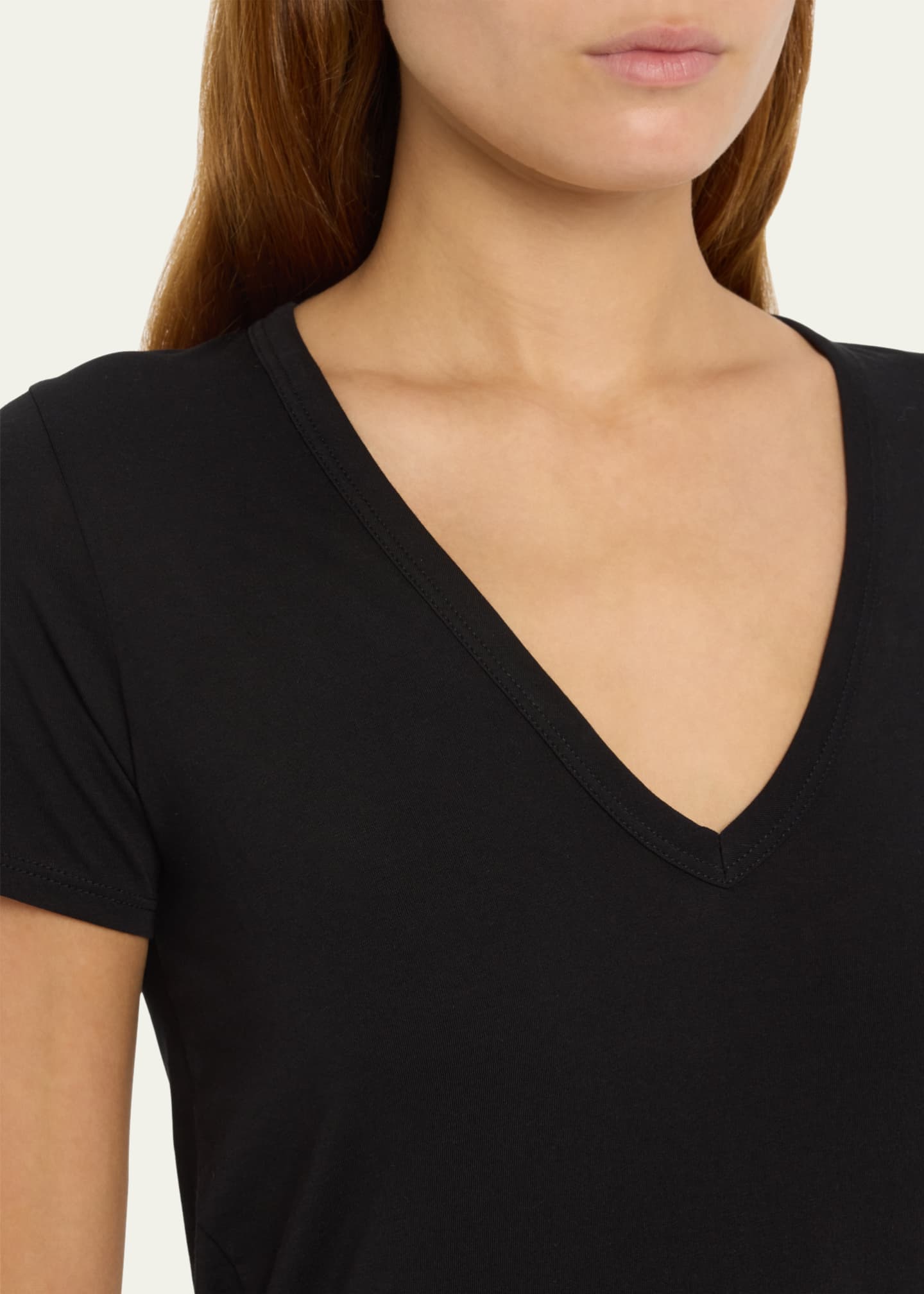 Veronica Beard Cindy V-Neck Short-Sleeve Pima Cotton Tee Image 5 of 5