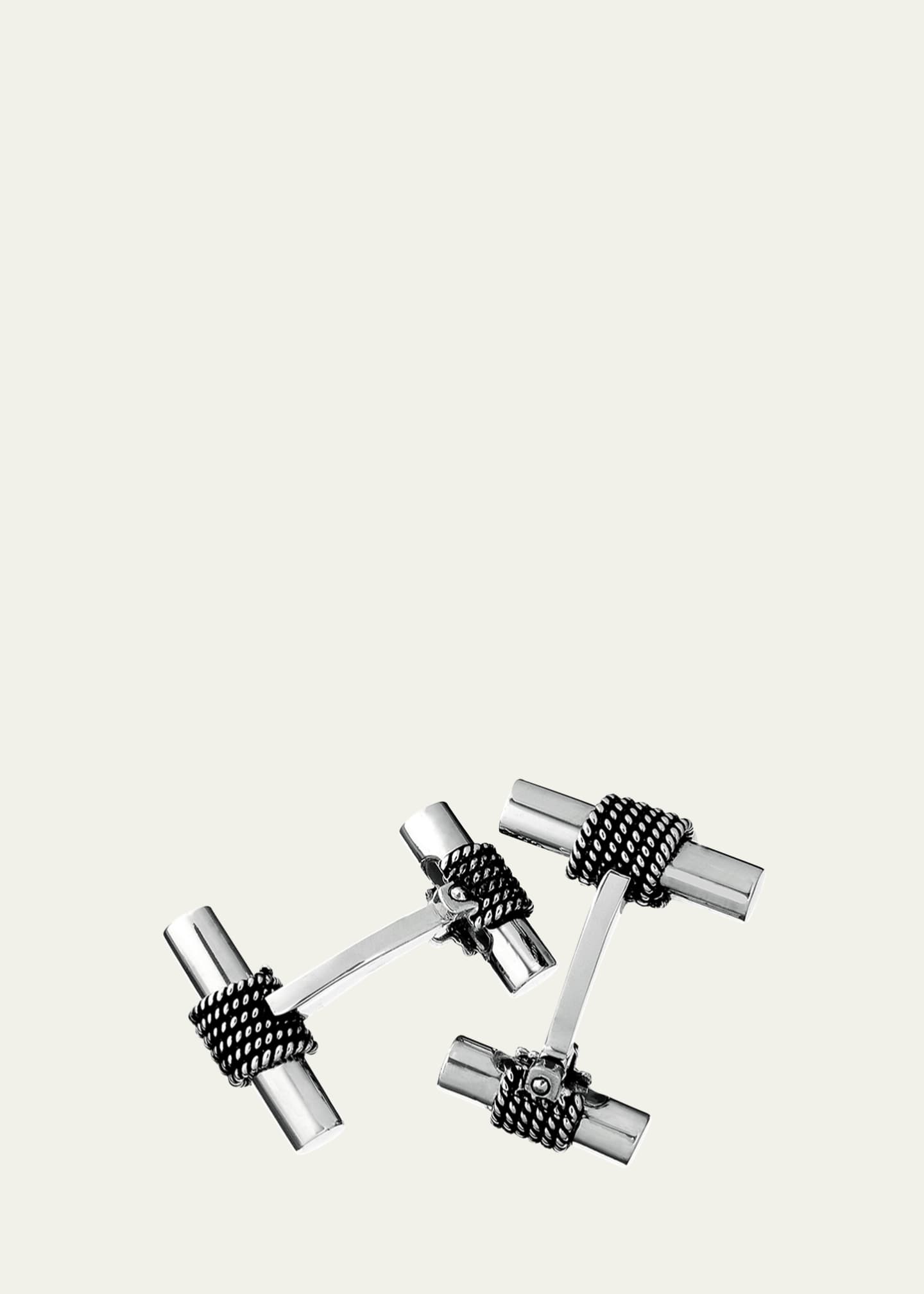 Jan Leslie Men's Sterling Silver Rope Tube Cufflinks Image 1 of 3