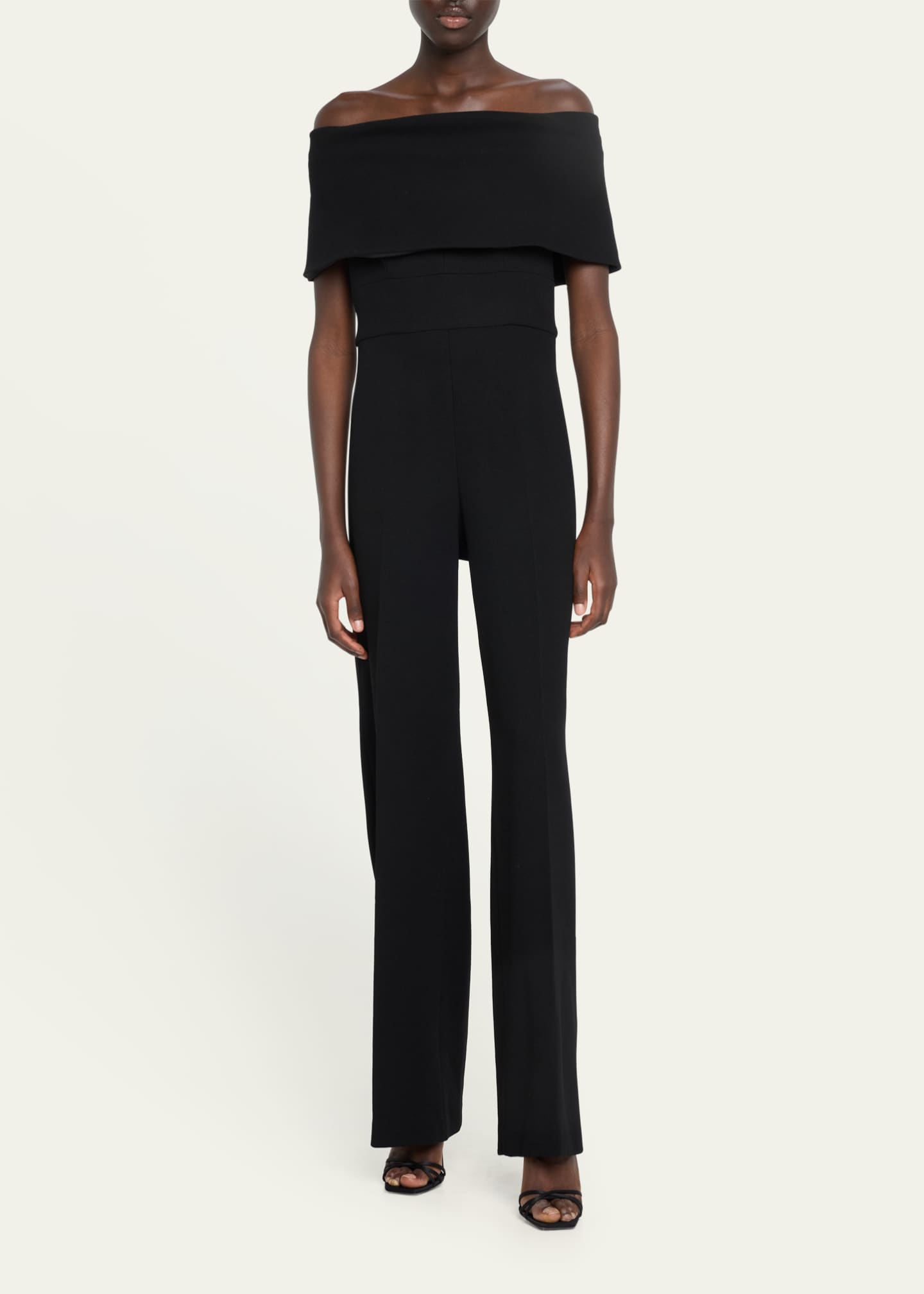 Lela Rose Off the Shoulder Crepe Jumpsuit Bergdorf Goodman