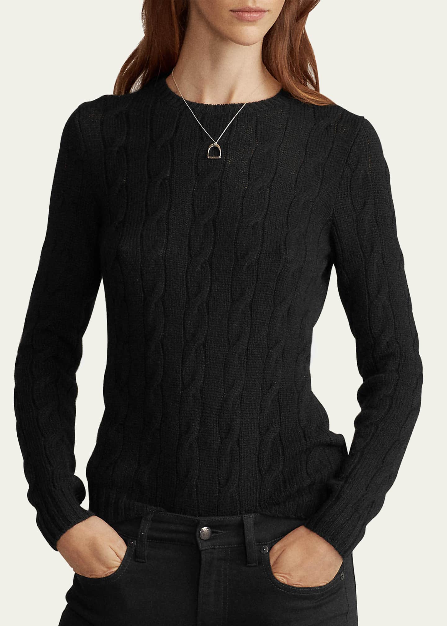 Black cashmere cable knit sweater outlet