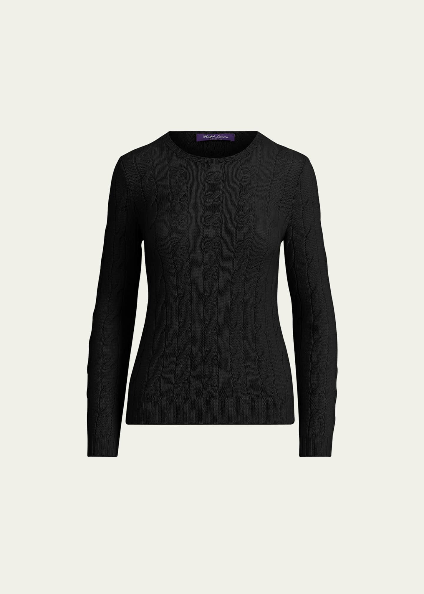 Ralph Lauren Women's Cable-Knit Cashmere Sweater - Size S in Black