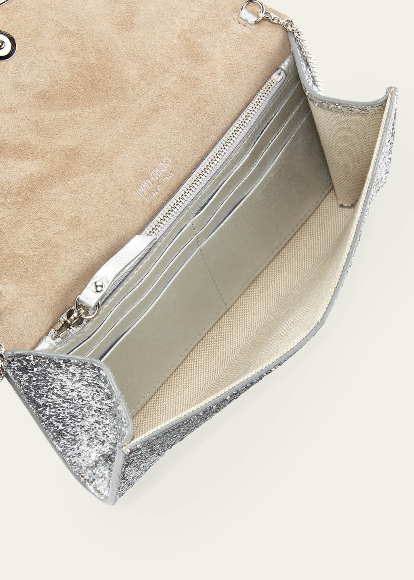 Jimmy Choo Emmie Glittered Leather Clutch Bag Bergdorf Goodman