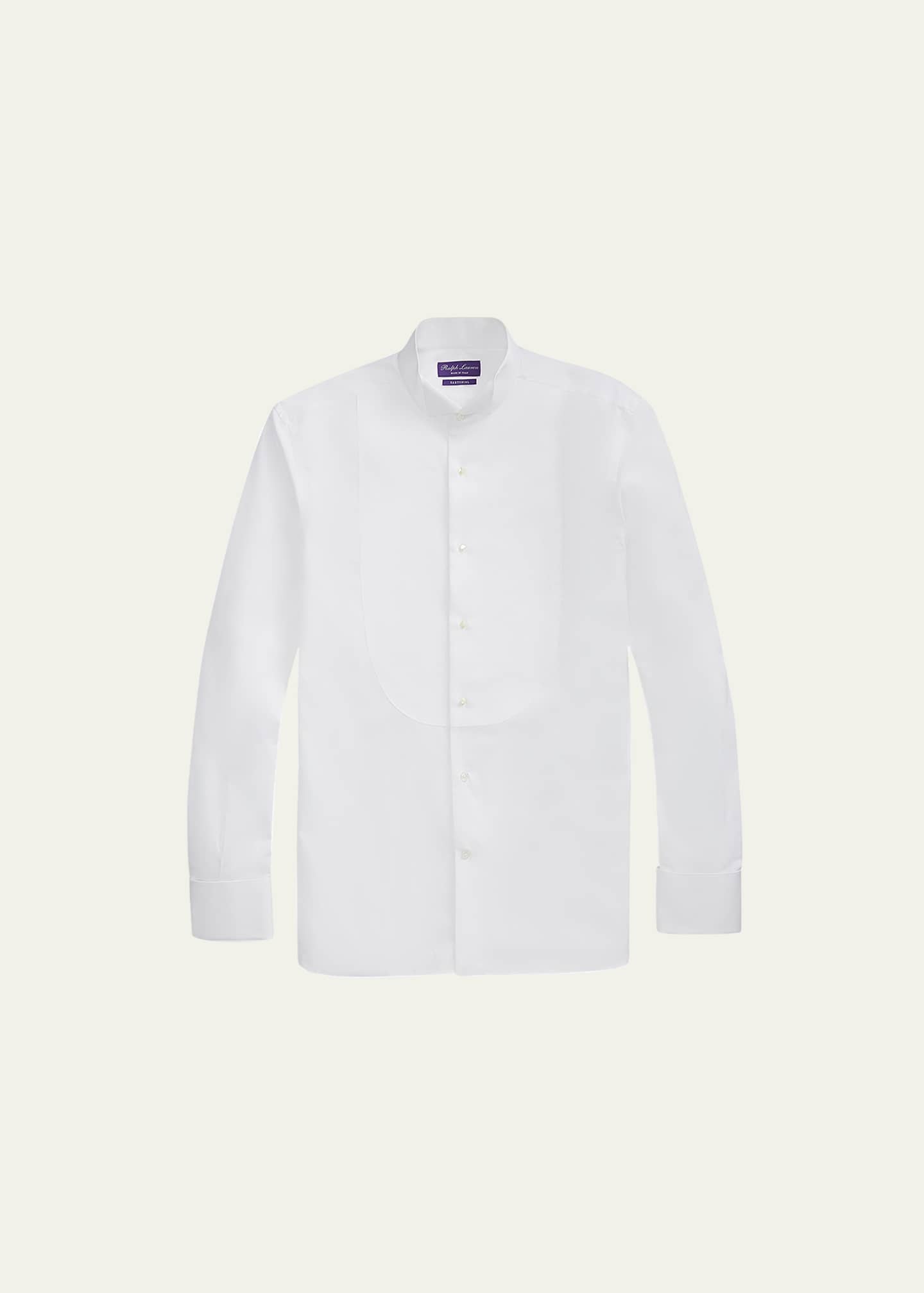Ralph Lauren Purple Label Men's Winged Pique-Bib Dress Shirt Image 1 of 2