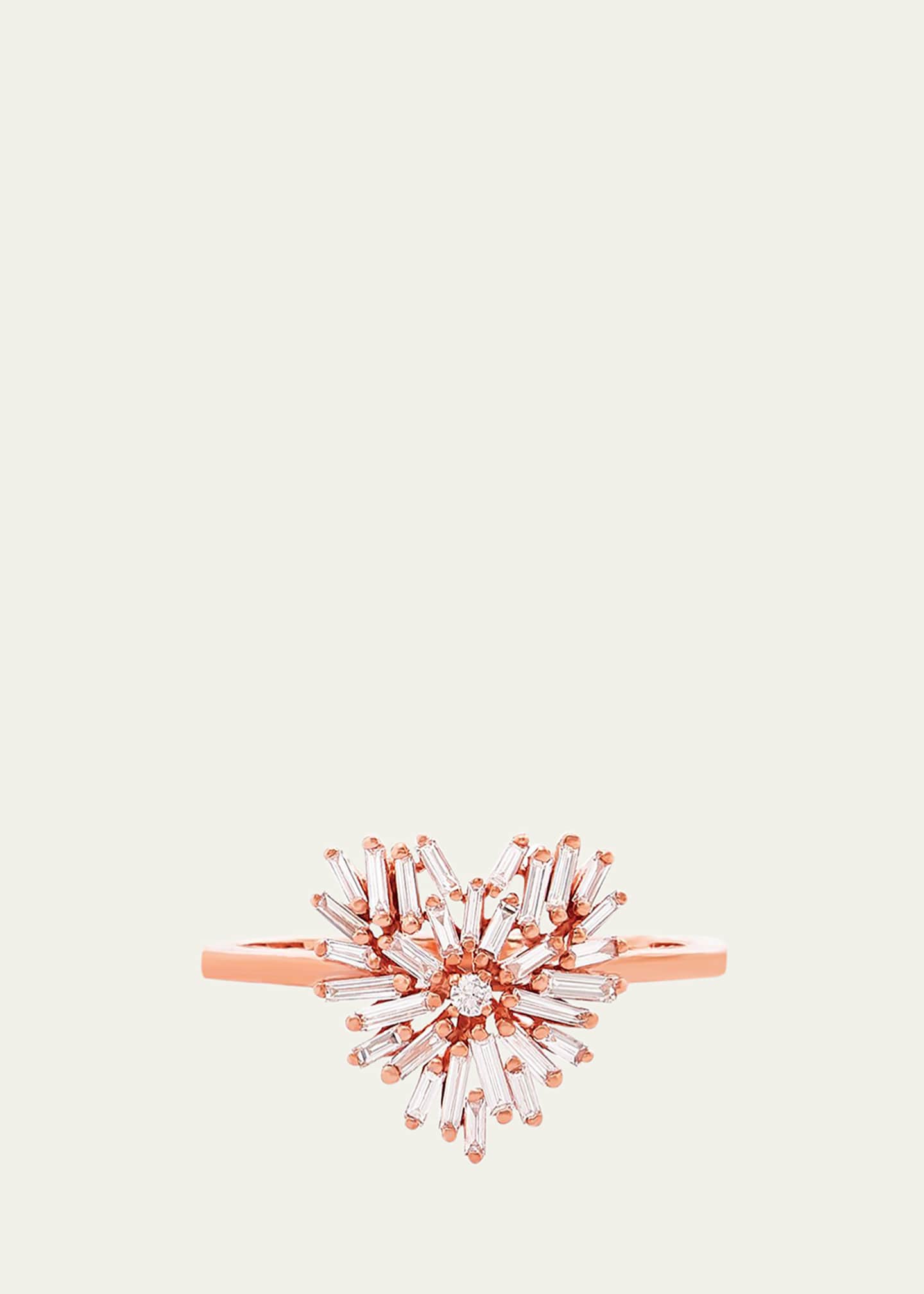 Suzanne Kalan 18k Rose Gold Diamond Mini Heart Ring Image 1 of 2