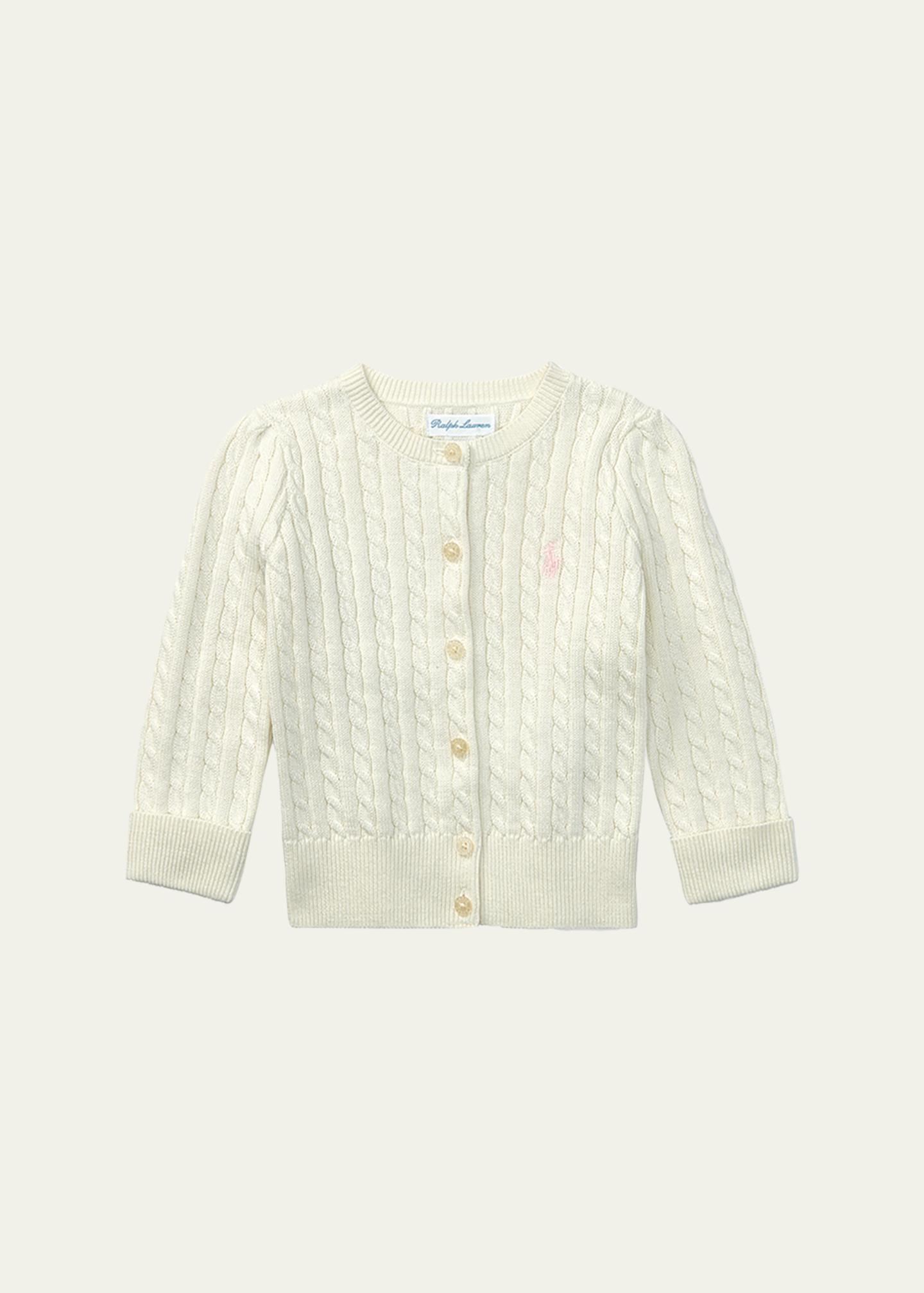 Polo Ralph Lauren Cable Knit Cotton Cardigan, Size 3M-12M 