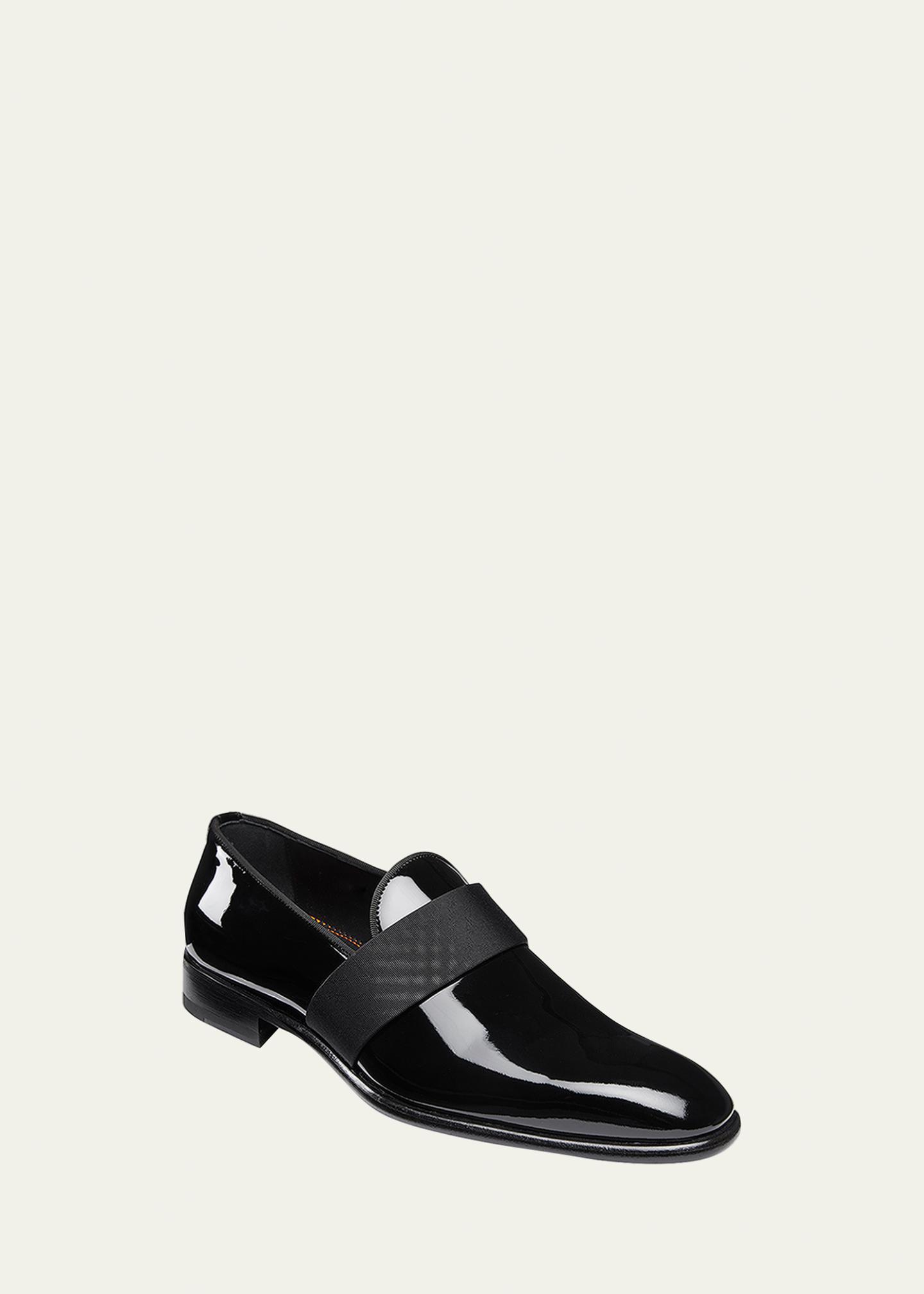 Santoni Black patent leather loafers Santoni Tapered toe patent leather loafers | The Fashion Square main image 4