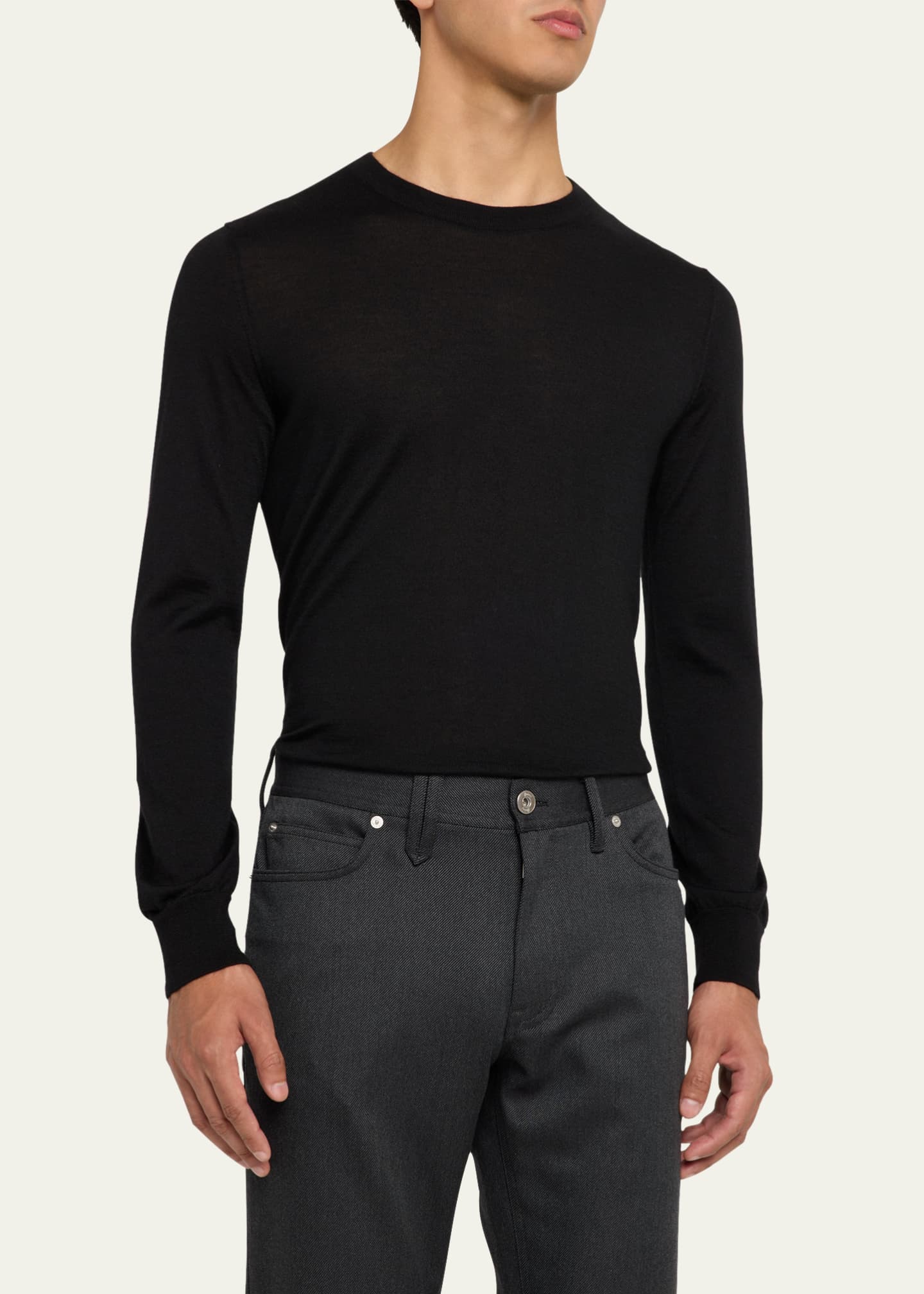 Brioni Men's Long-Sleeve Crewneck T-Shirt Image 4 of 5