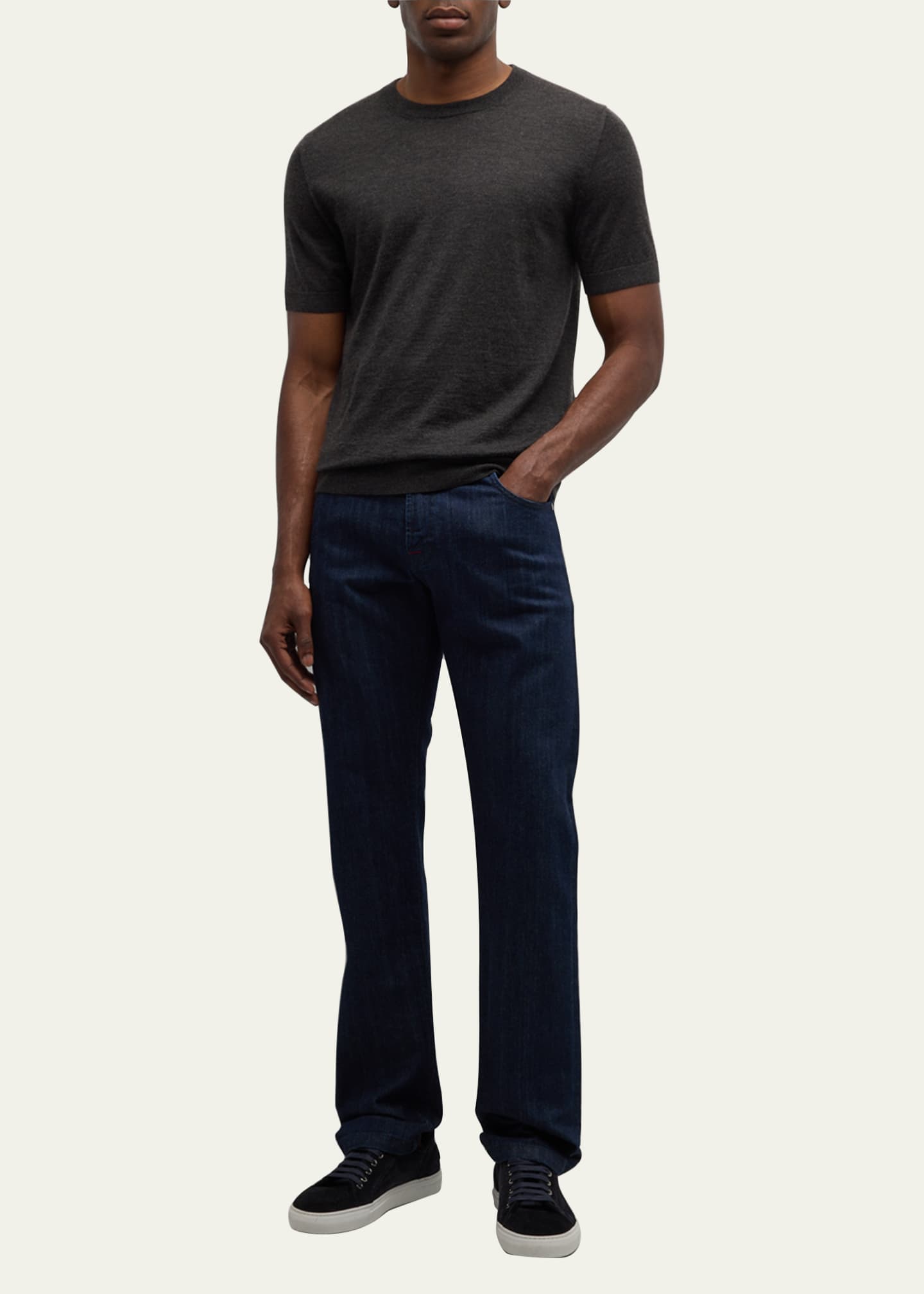 Brioni Men's Cashmere-Silk Crewneck Sweater Image 2 of 5