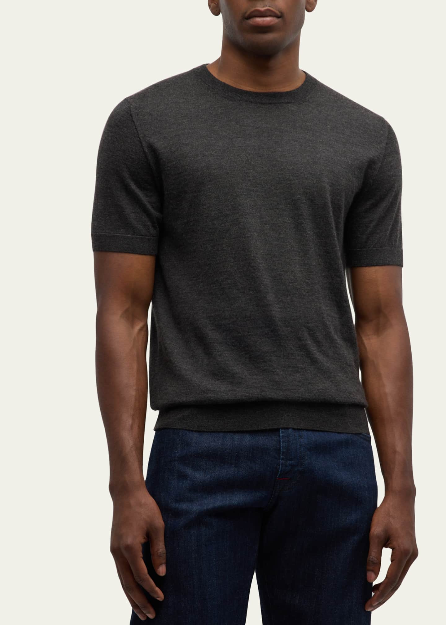 Brioni Men's Cashmere-Silk Crewneck Sweater Image 4 of 5