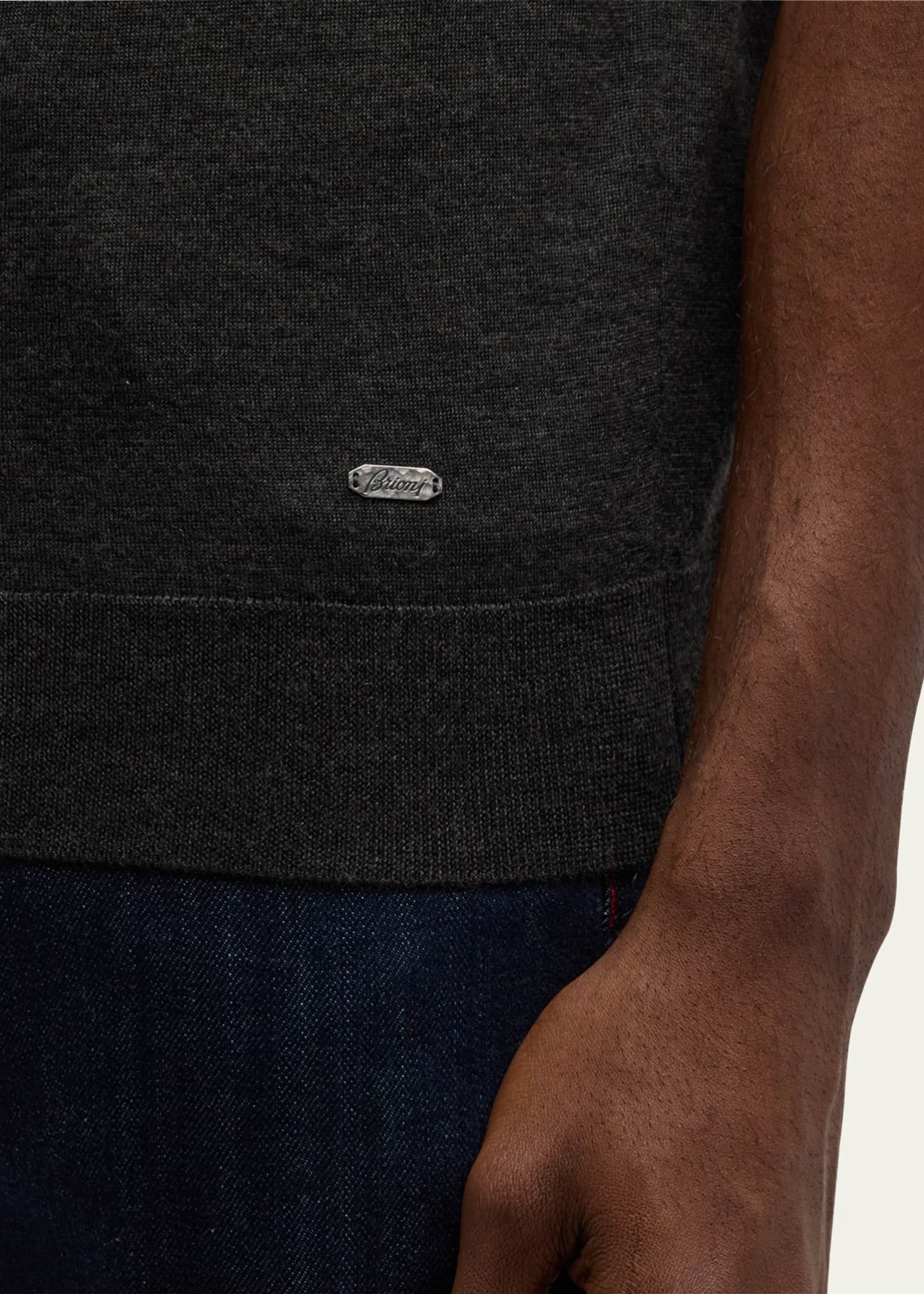 Brioni Men's Cashmere-Silk Crewneck Sweater Image 5 of 5